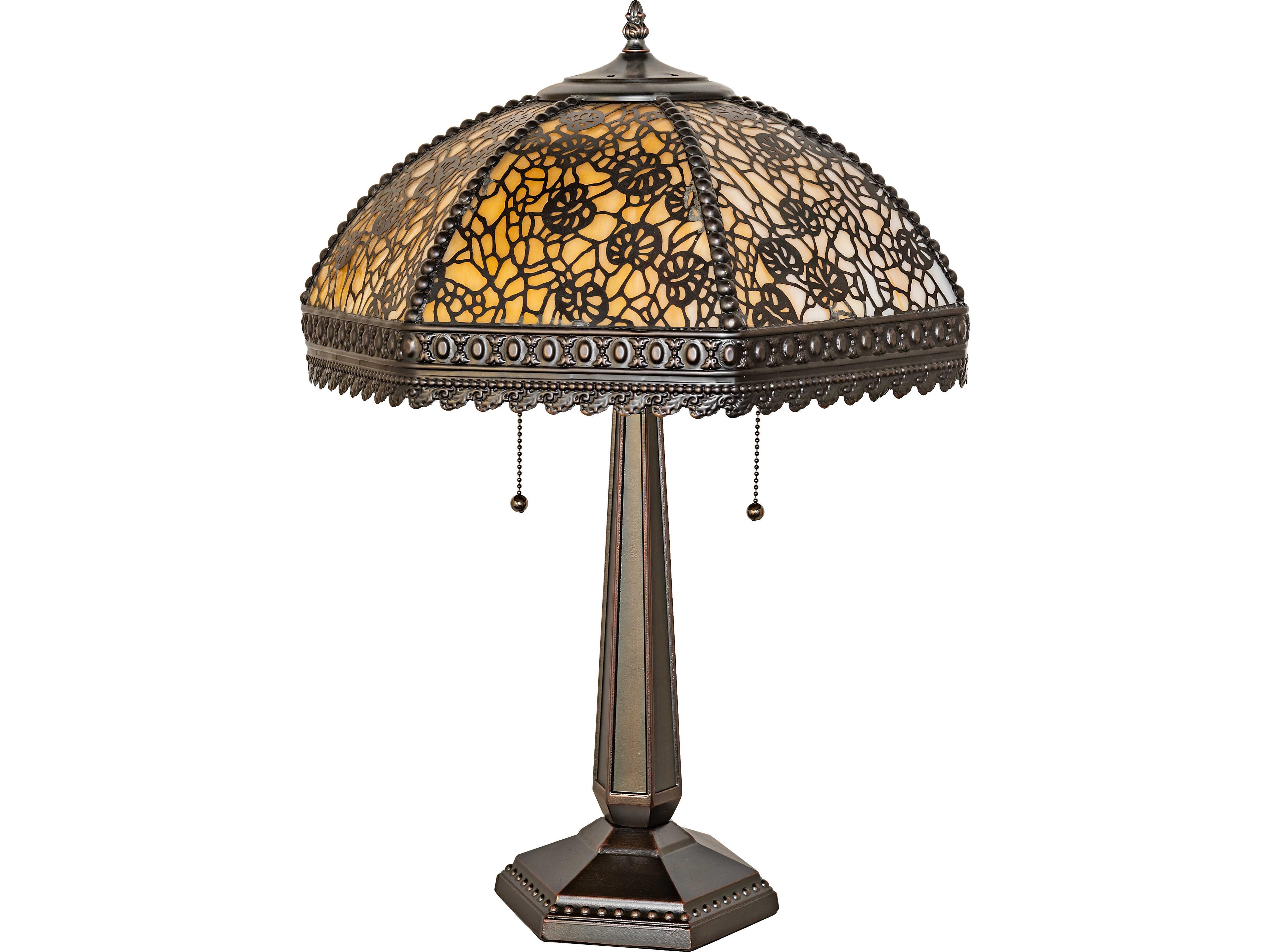 Meyda Lotus Leaf Brass Traditional Buffet Lamp