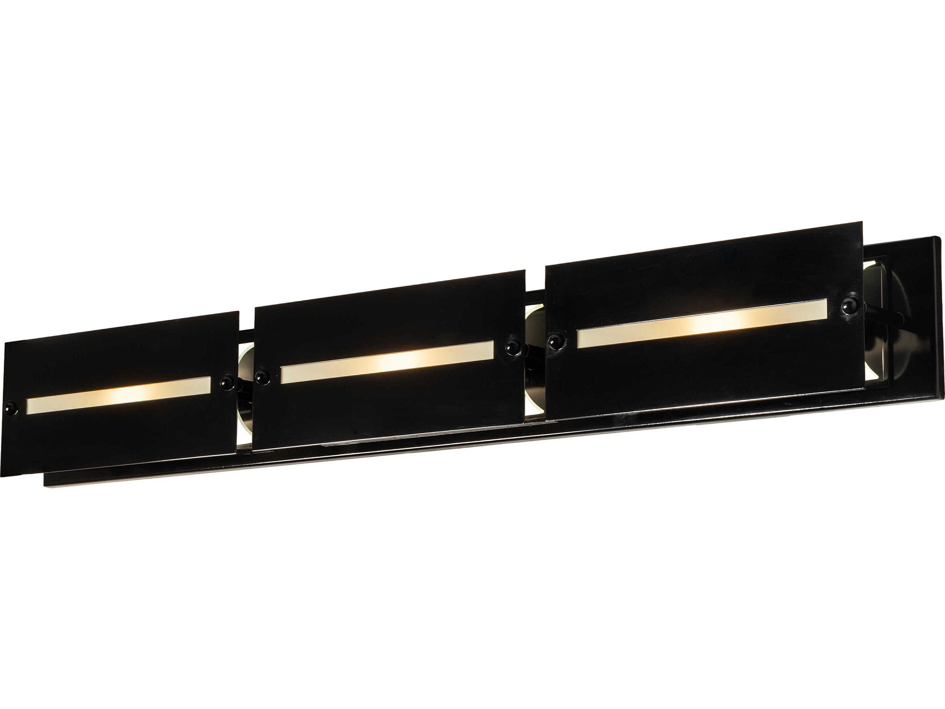 3-Light Black Glass Vanity Light