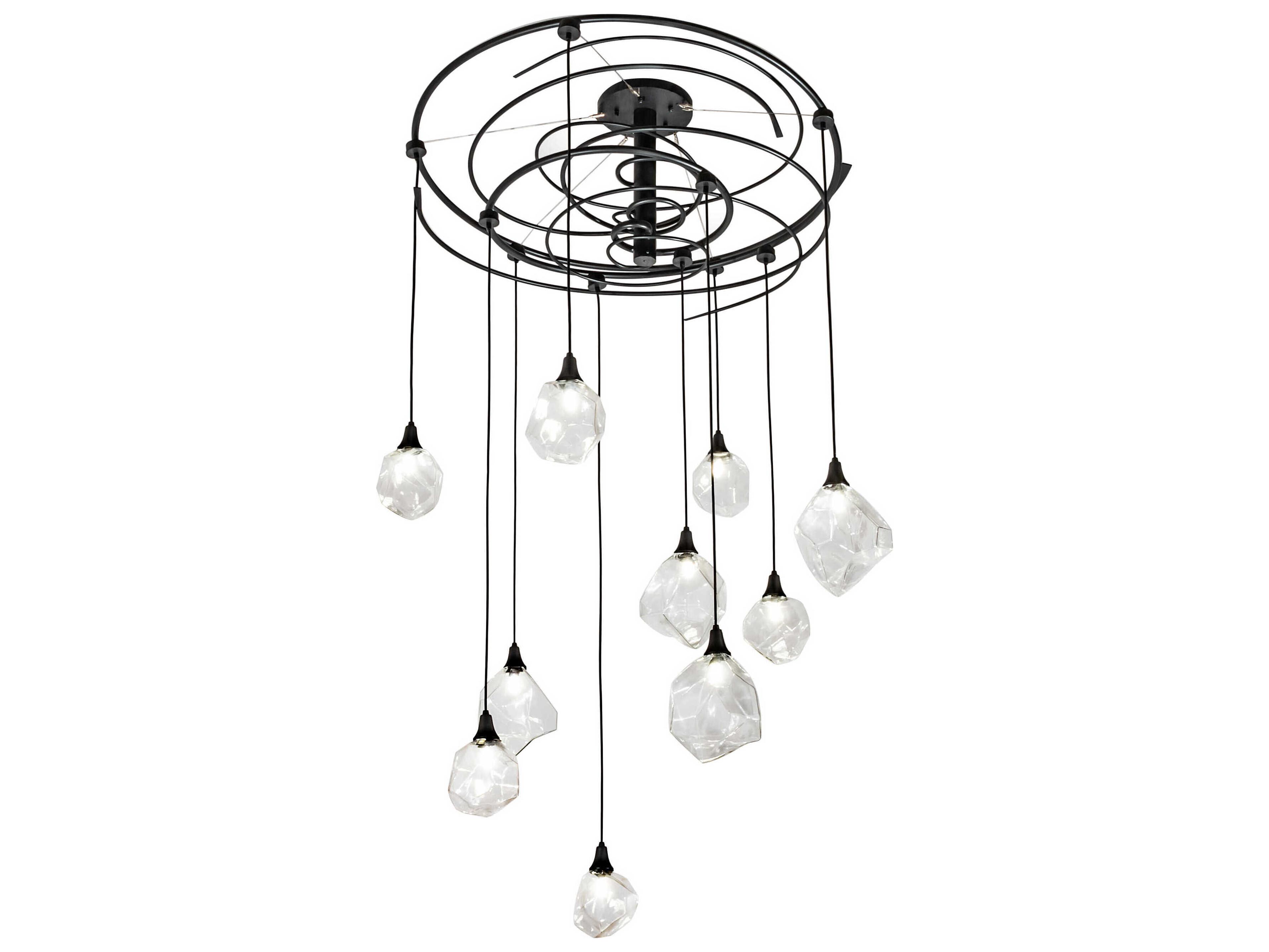 Cyclone 10-Light Black Glass Pendant