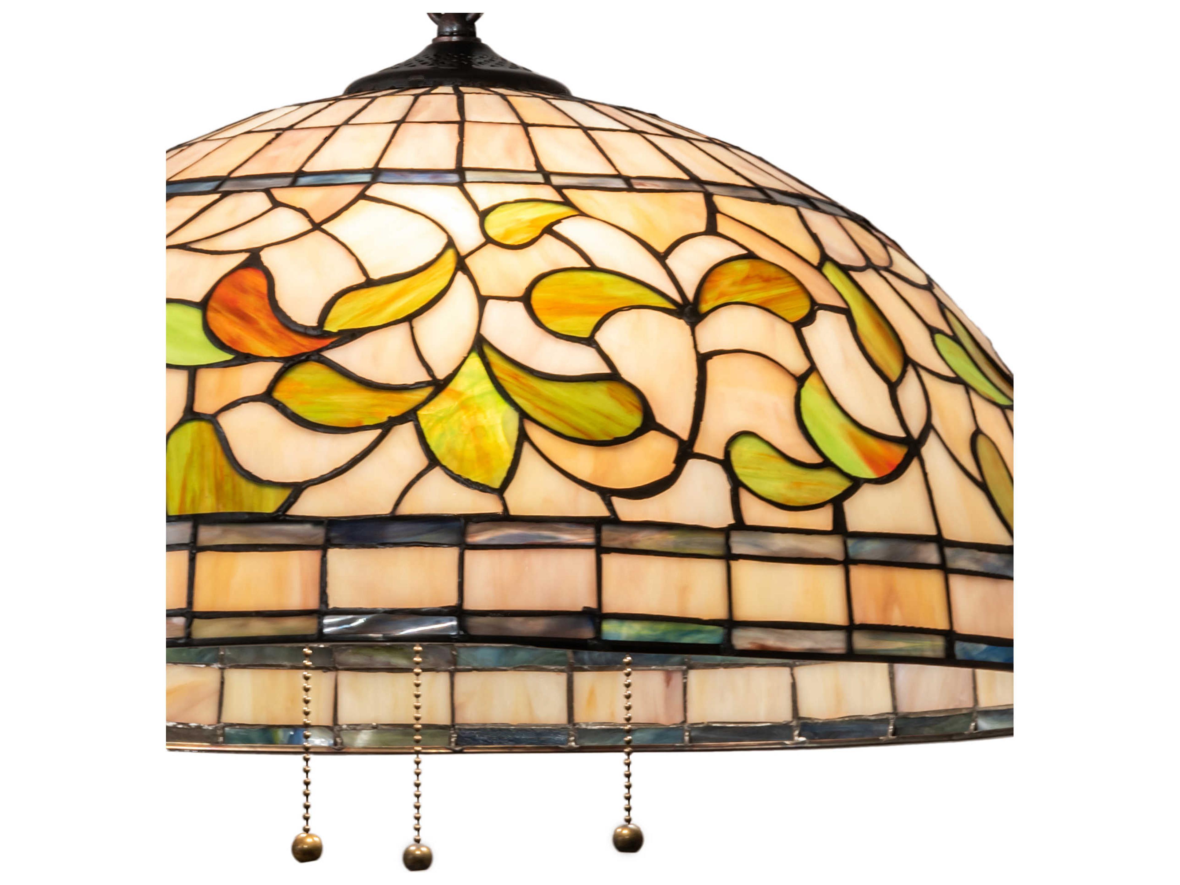 Meyda Tiffany Turning Leaf 3-Light Mahogany Bronze Glass Dome Pendant