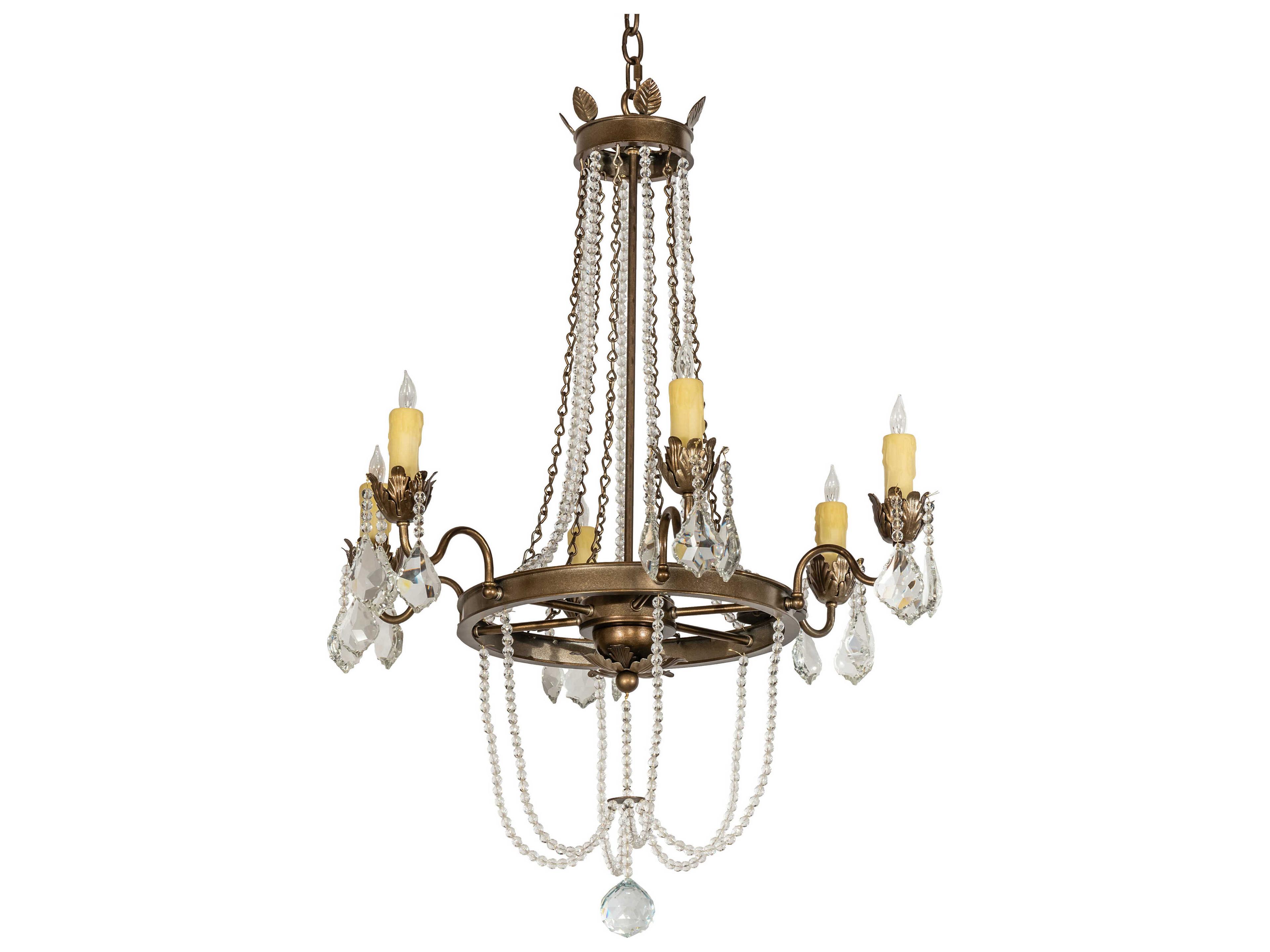 Meyda 6-Light Crystal Gold Chandelier