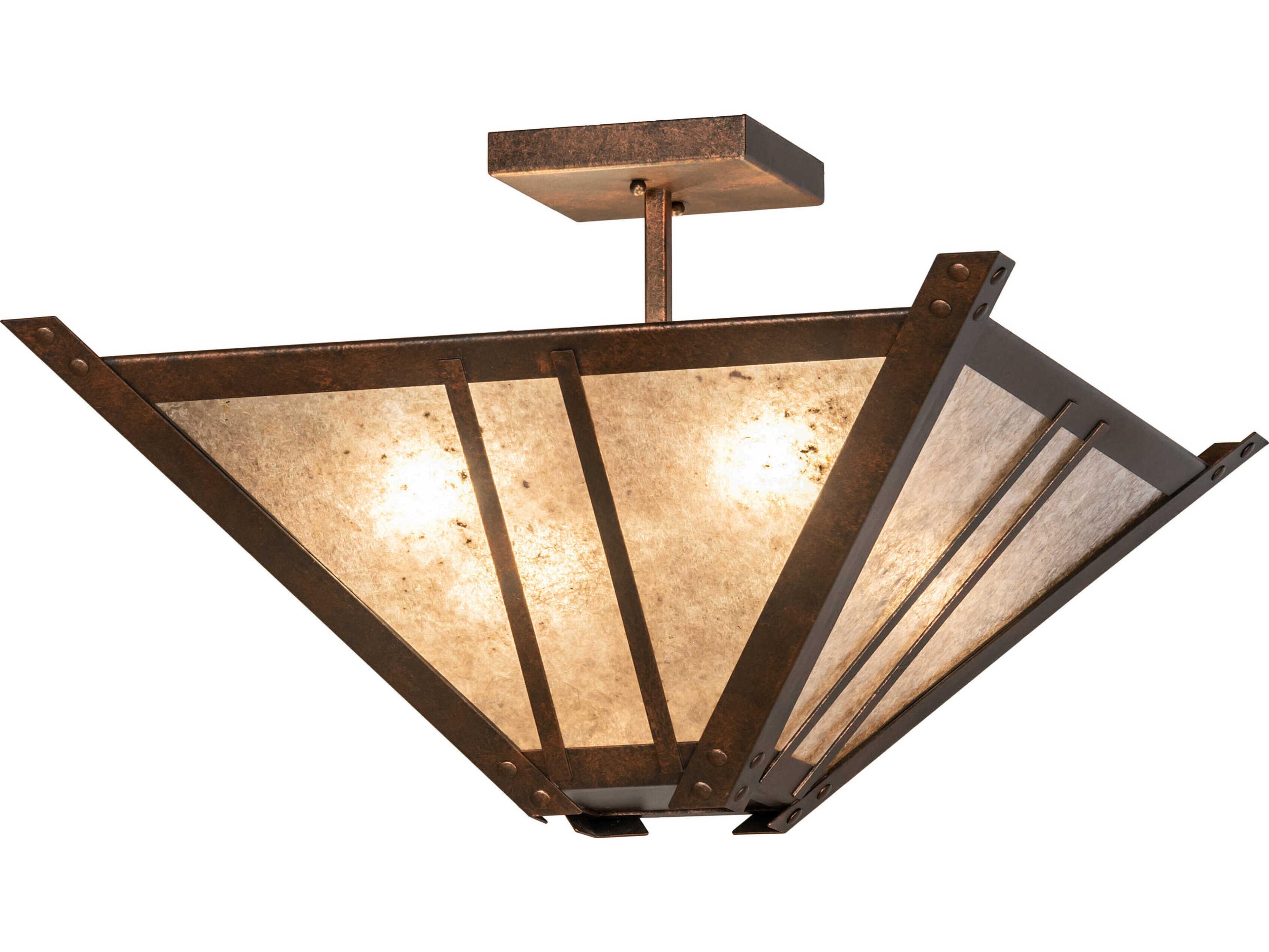 Arta 4-Light Copper Glass Semi Flush Mount