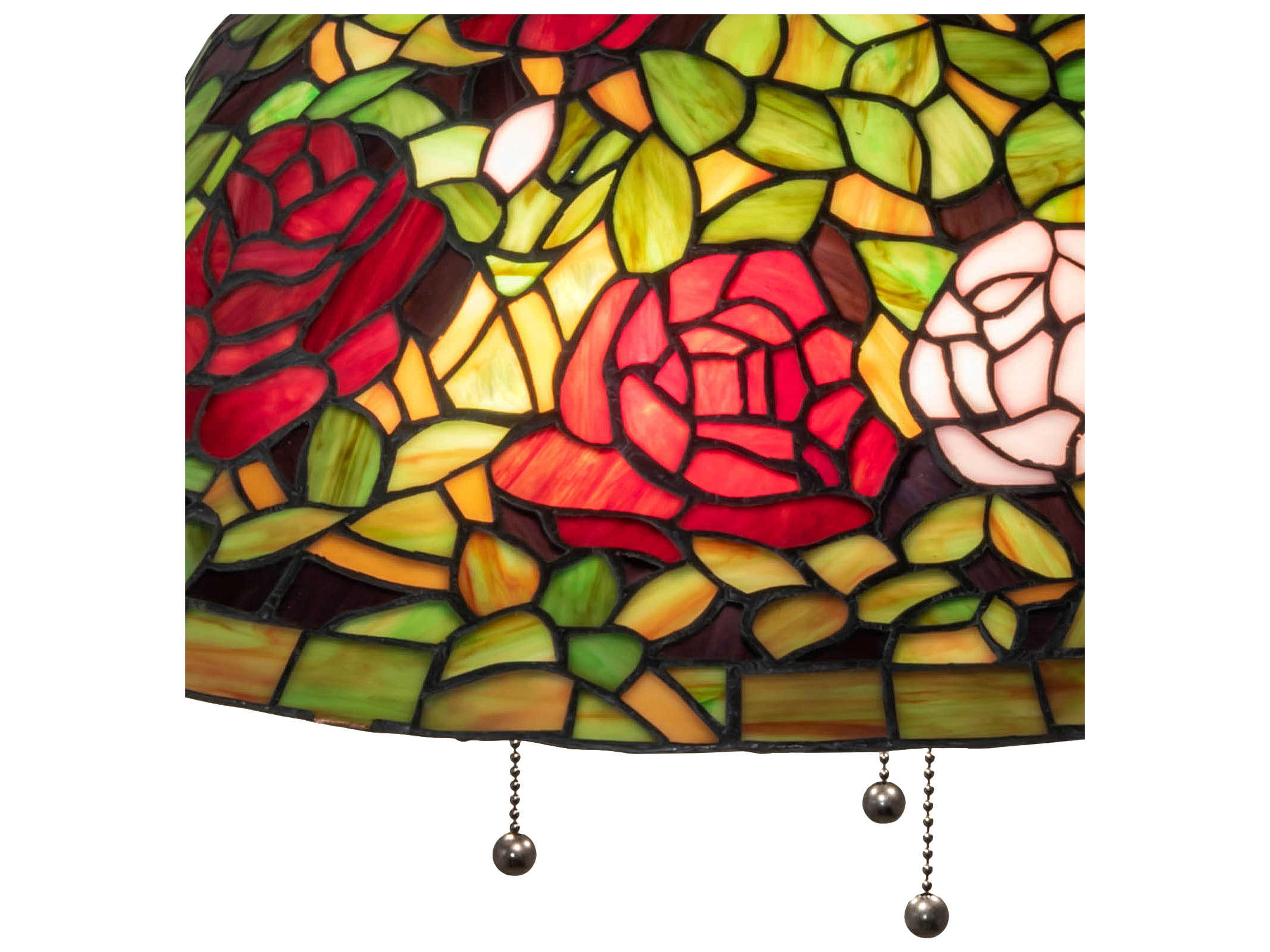 Meyda Tiffany Rosebush 3-Light Mahogany Bronze Glass Bowl Pendant