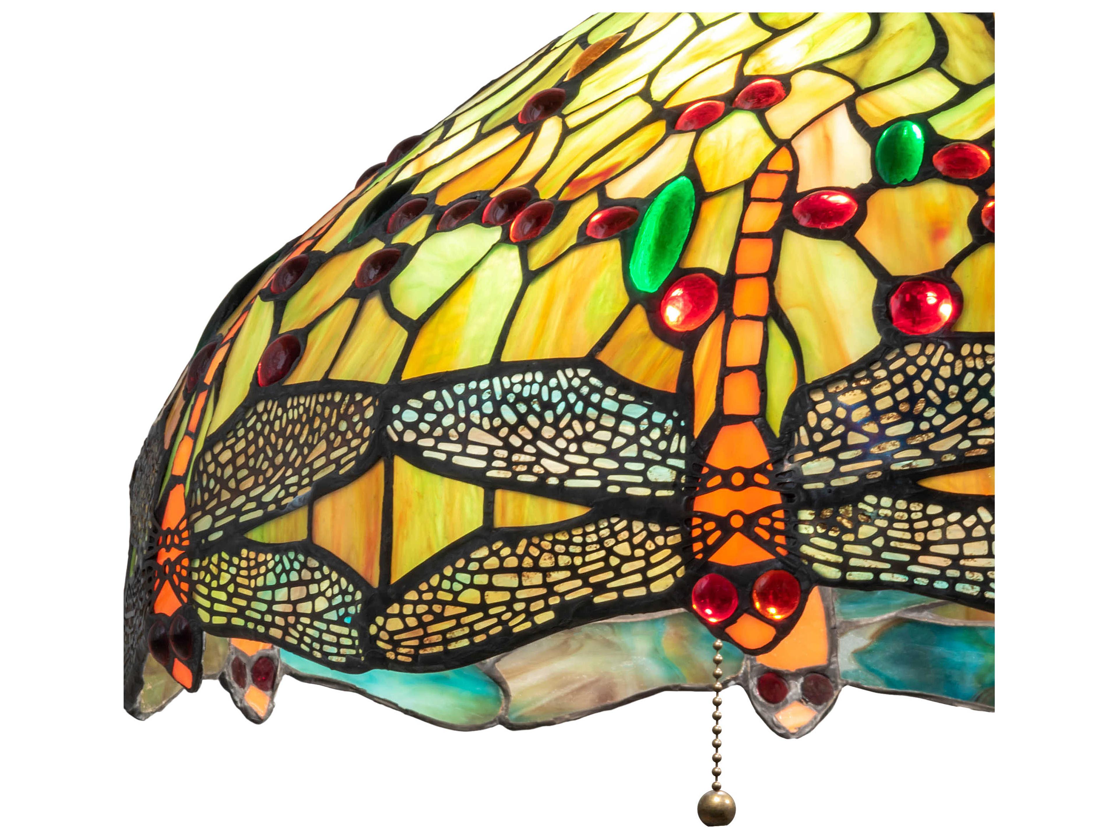 Meyda Tiffany Hanginghead Dragonfly 3-Light Mahogany Bronze Glass Dome Pendant