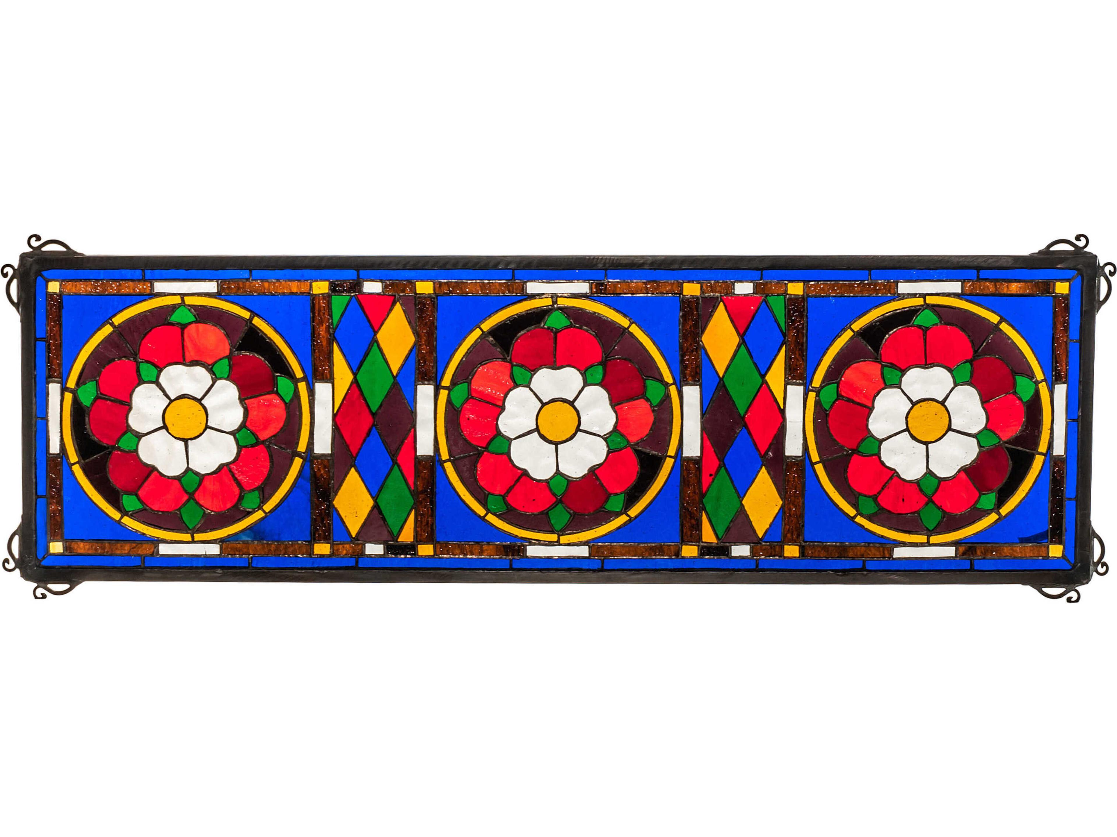 Tudor Trio 33" Stained Glass Window Wall Art