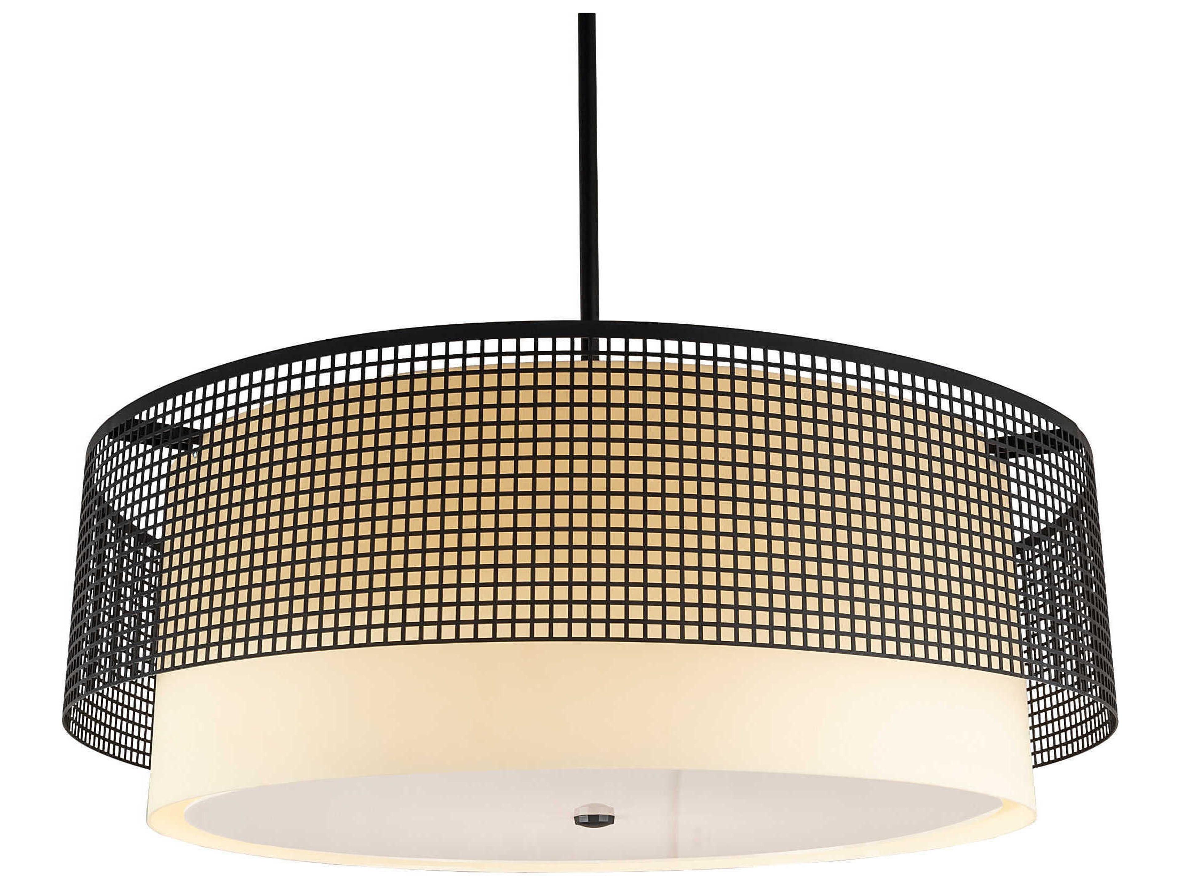 Meyda 6-Light Black Glass Drum Pendant