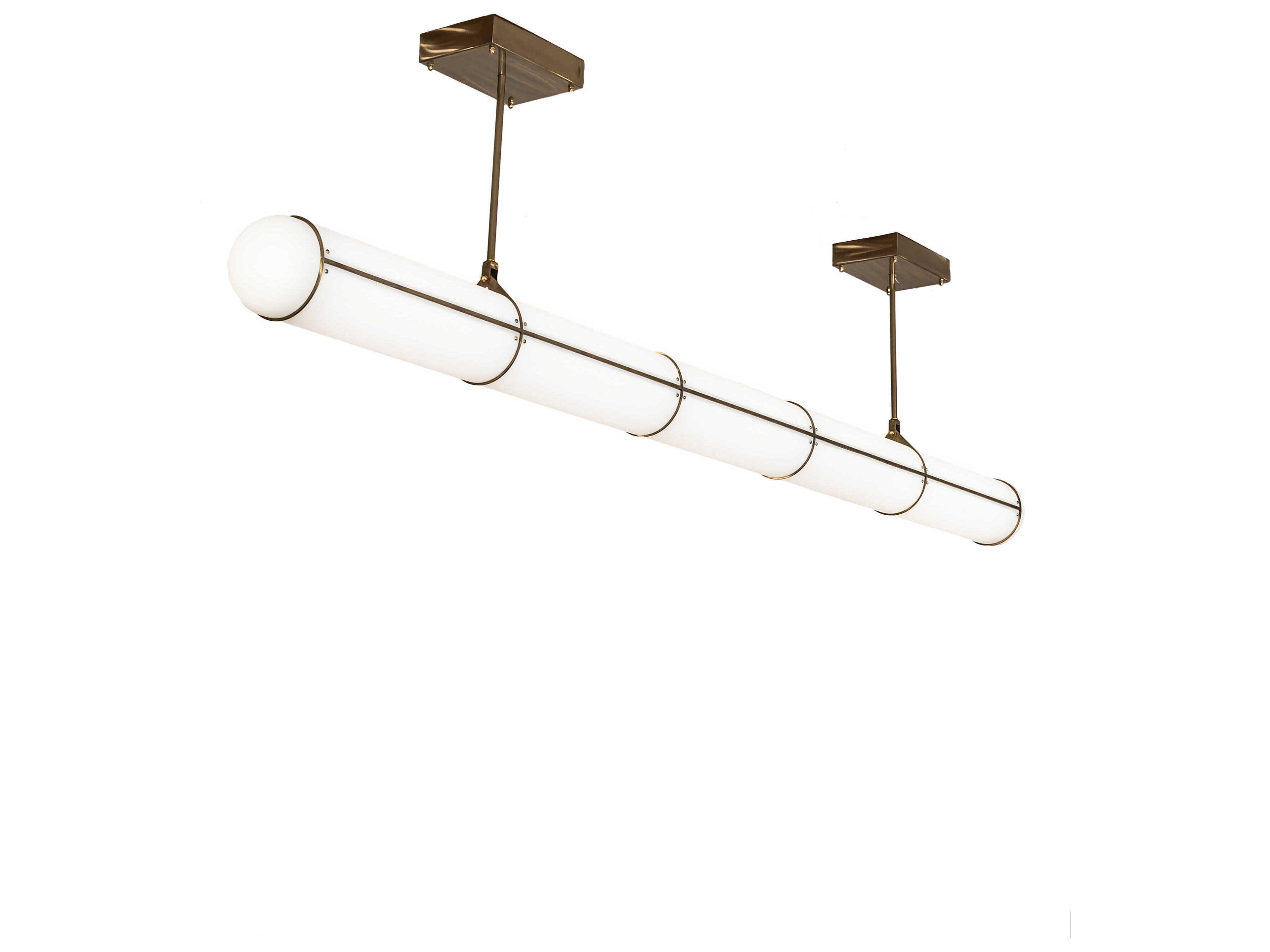 White Gold Glass LED Cylinder Linear Island Pendant