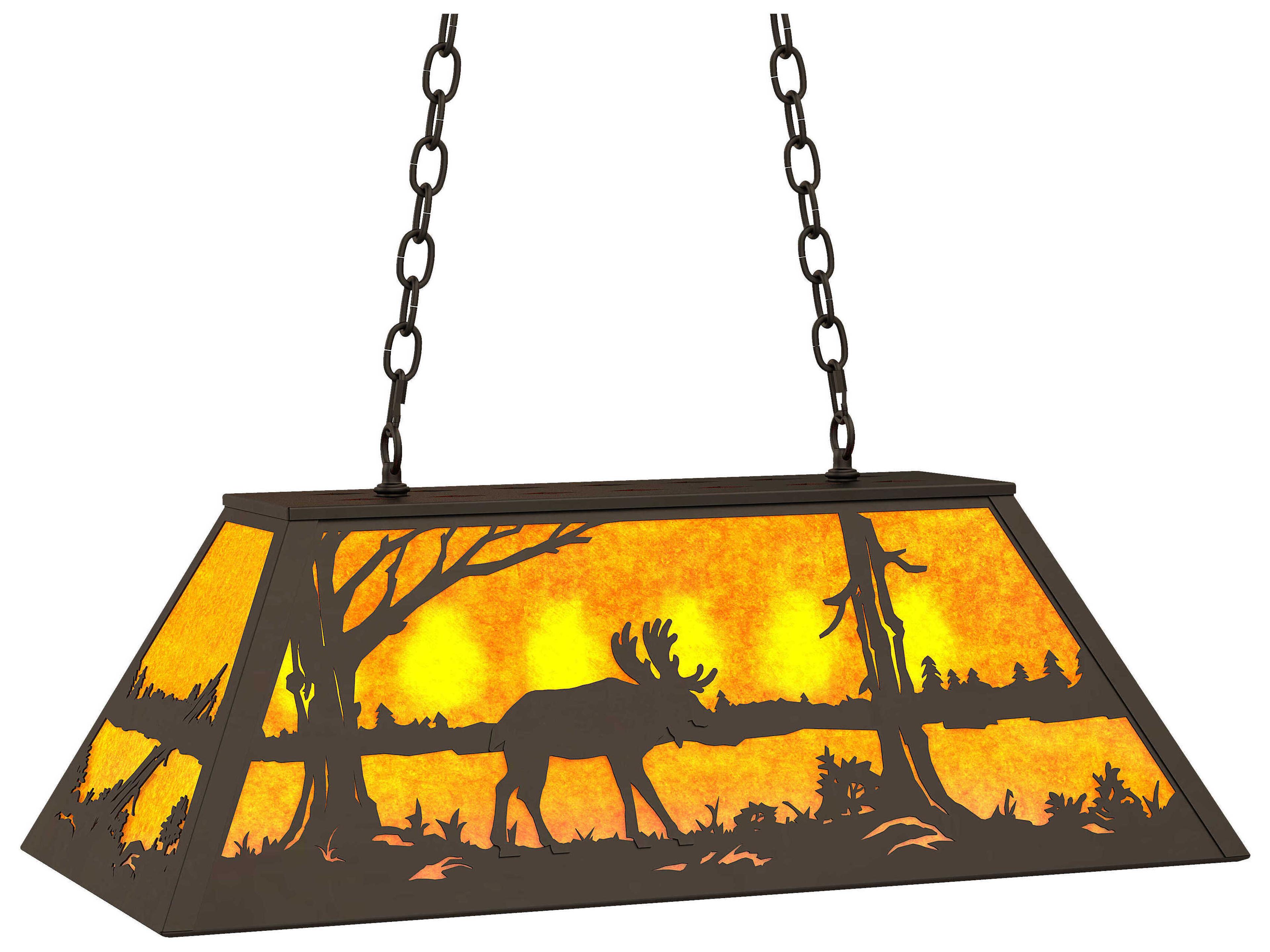 Moose At Lake 6-Light Oil Rubbed Bronze Glass Island Pendant