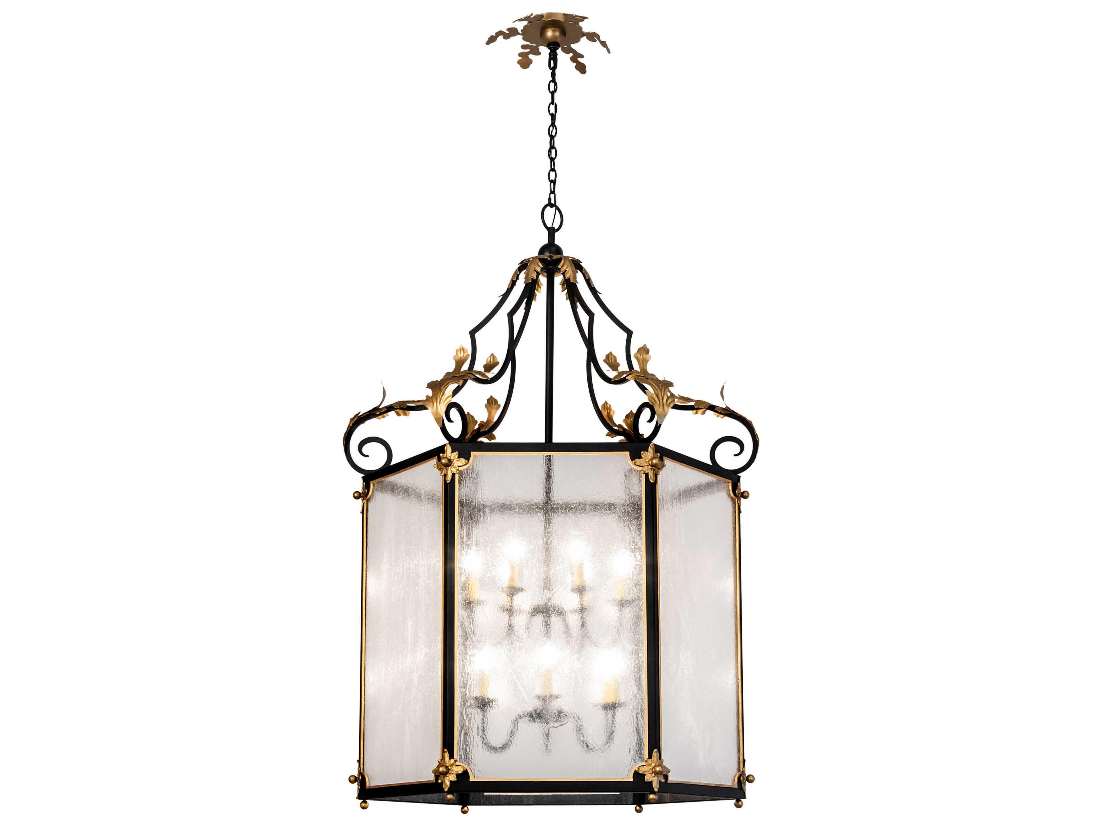 12-Light Black Glass Chandelier