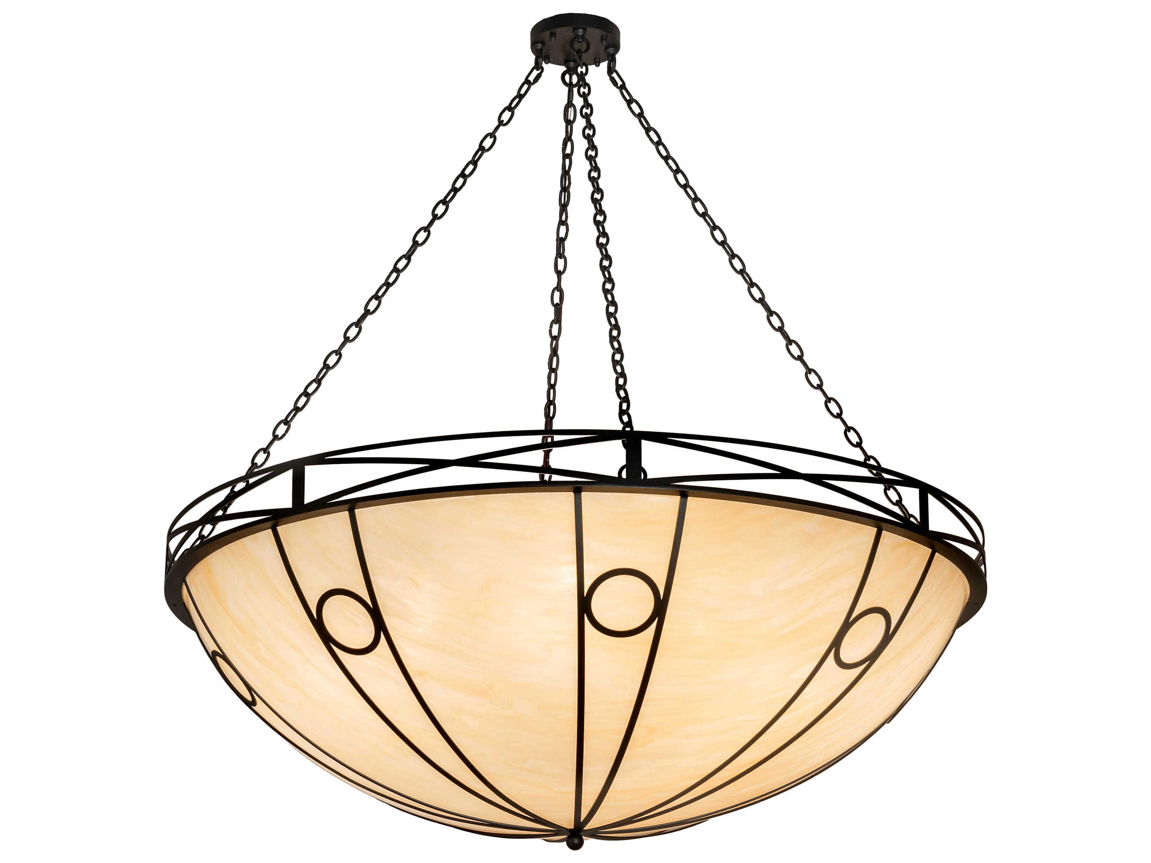 8-Light Wrought Iron Black Bowl Pendant