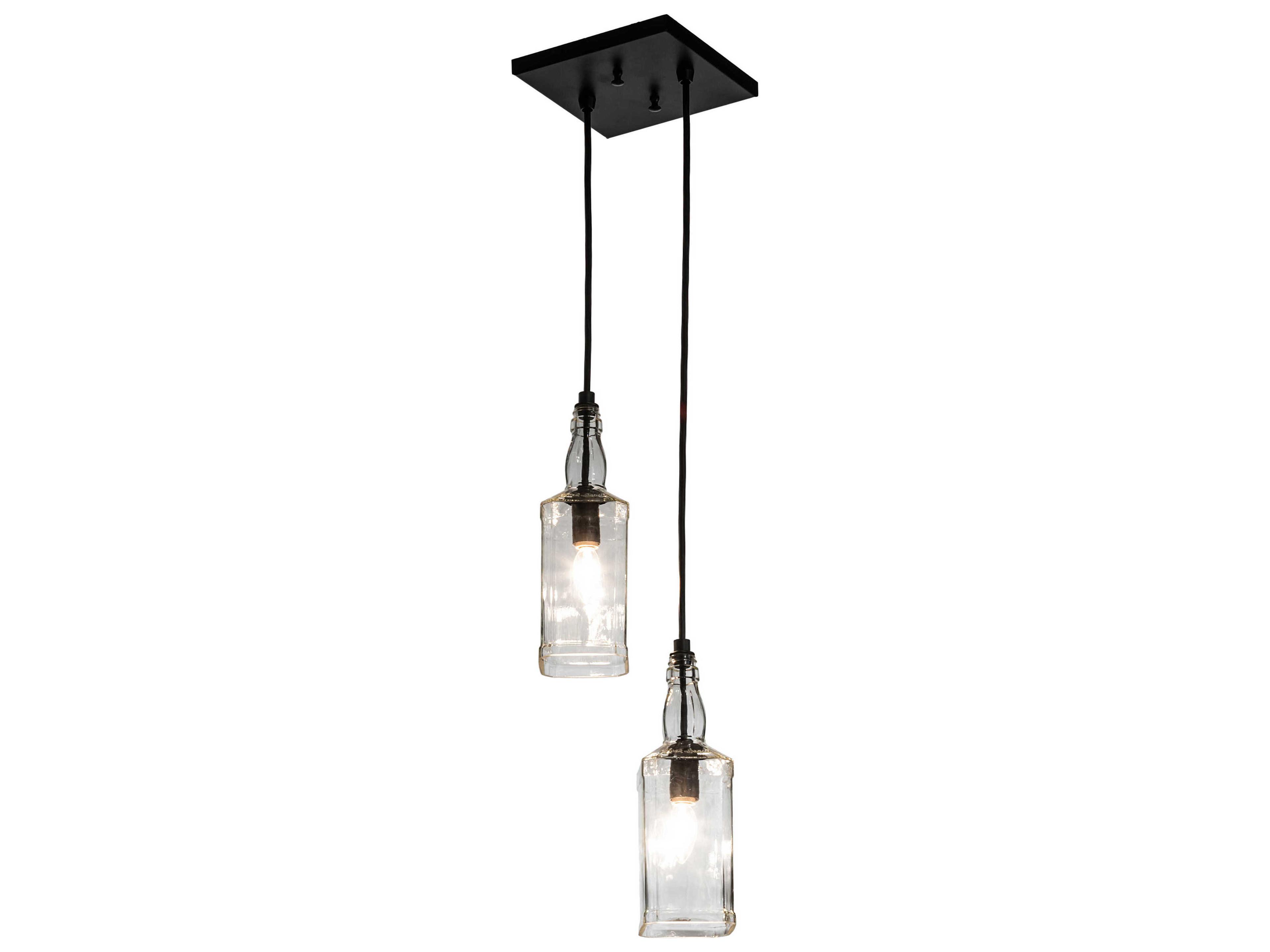 2-Light Black Glass Mini Pendant
