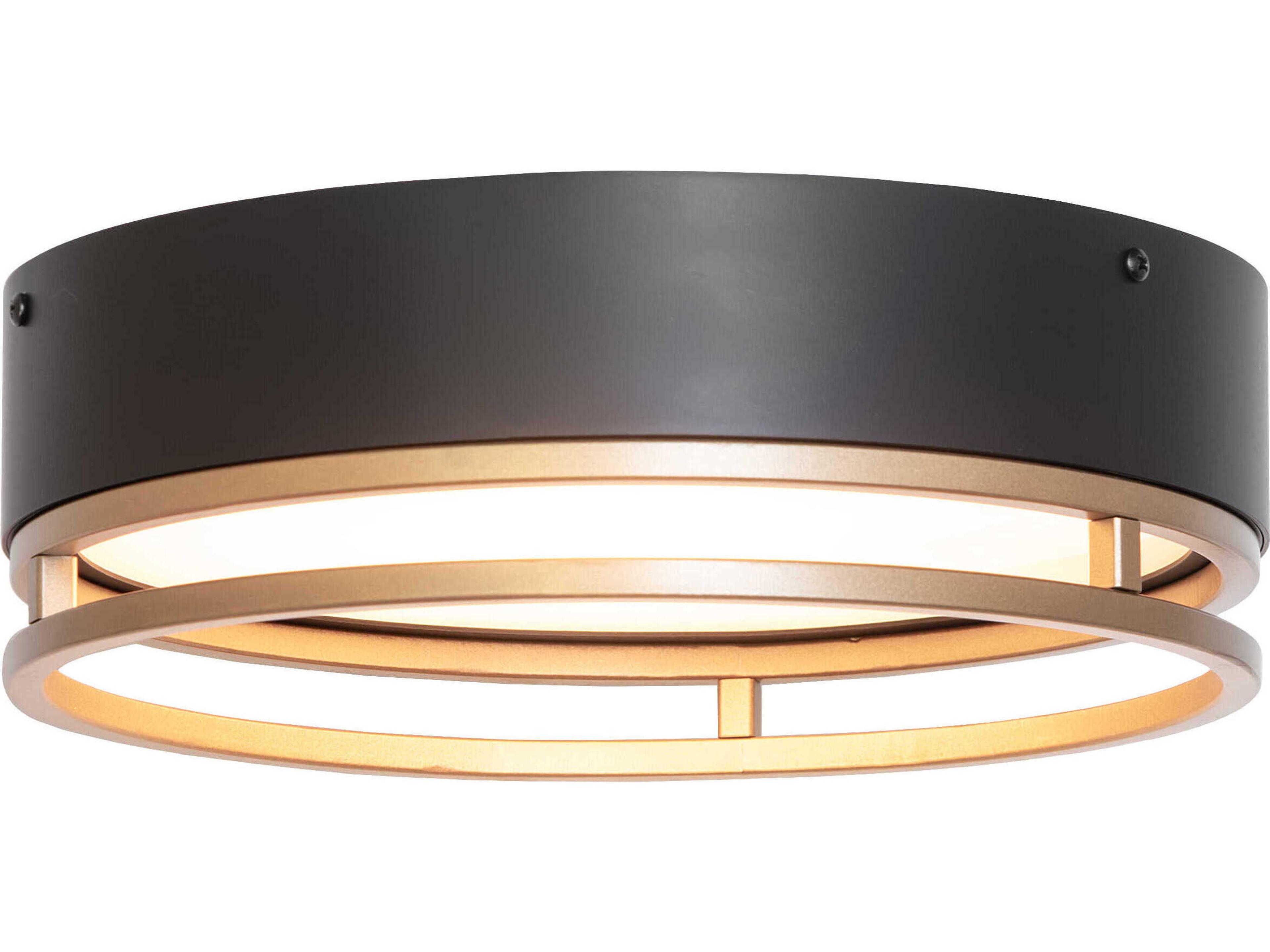 Cilindro 1-Light Matte Black Gold Metallic Round Flush Mount