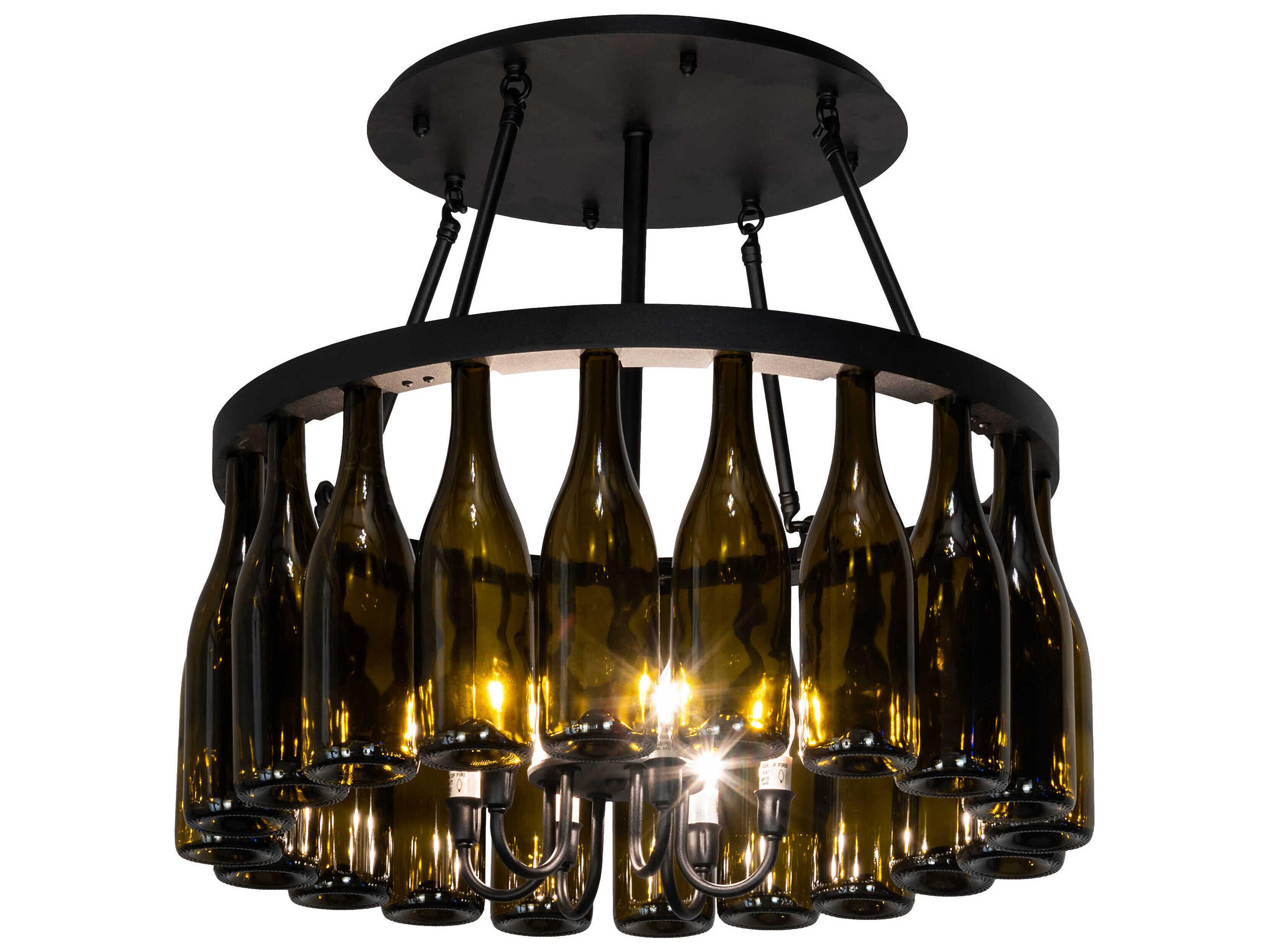 Tuscan Vineyard 6-Light Black Glass Semi Flush Mount