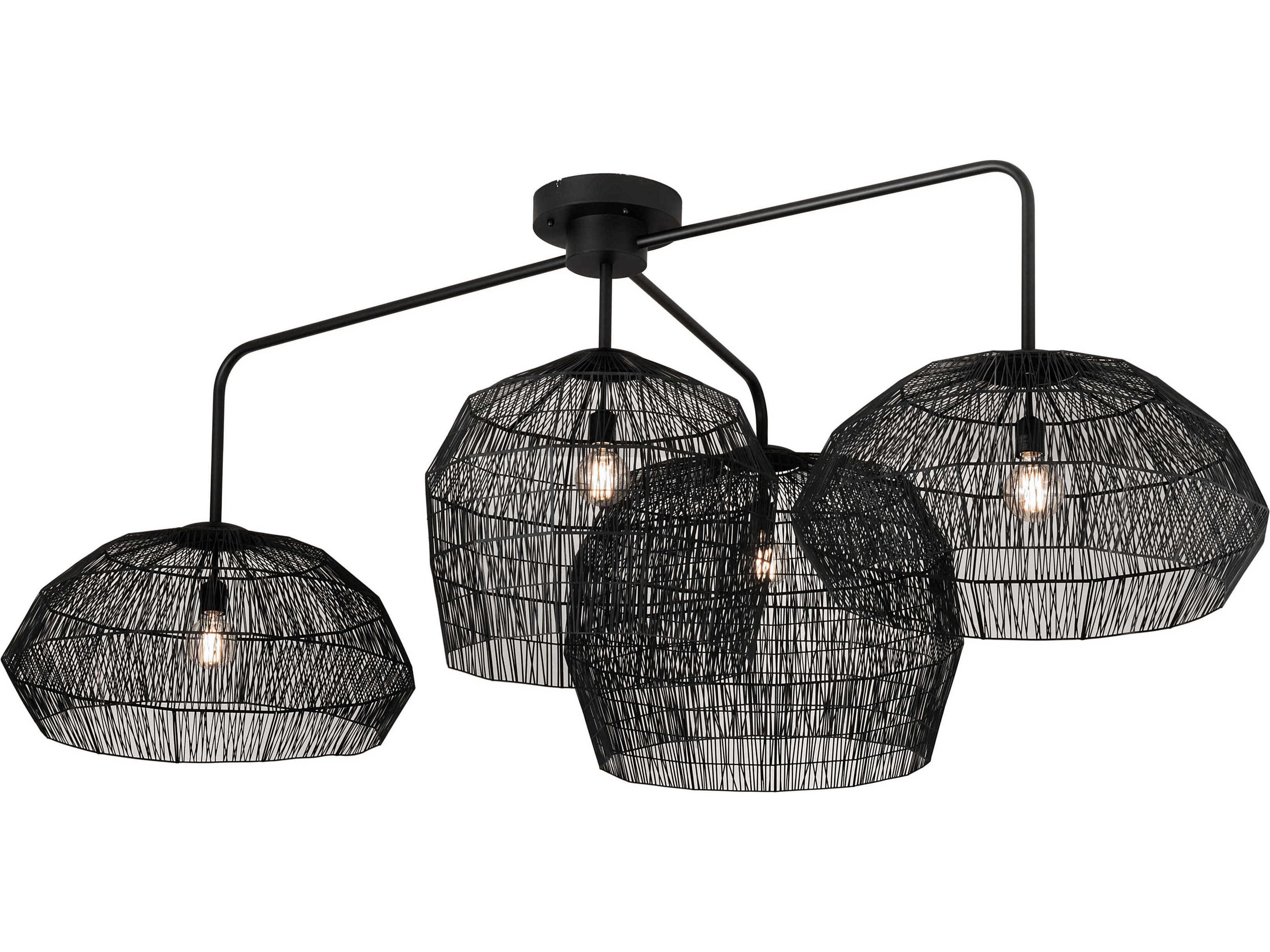 4-Light Black LED Round Island Pendant