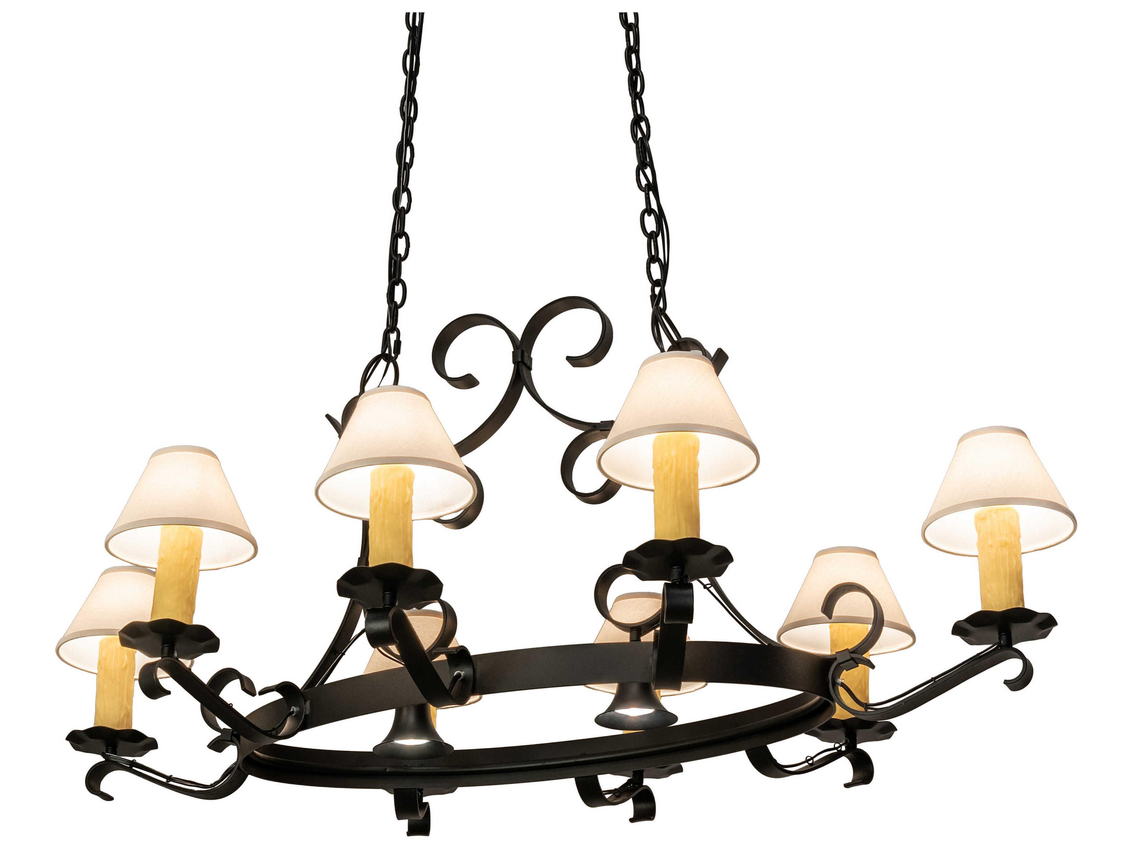 Handforged 8 2-Light Wrought Iron Black Empire Island Pendant