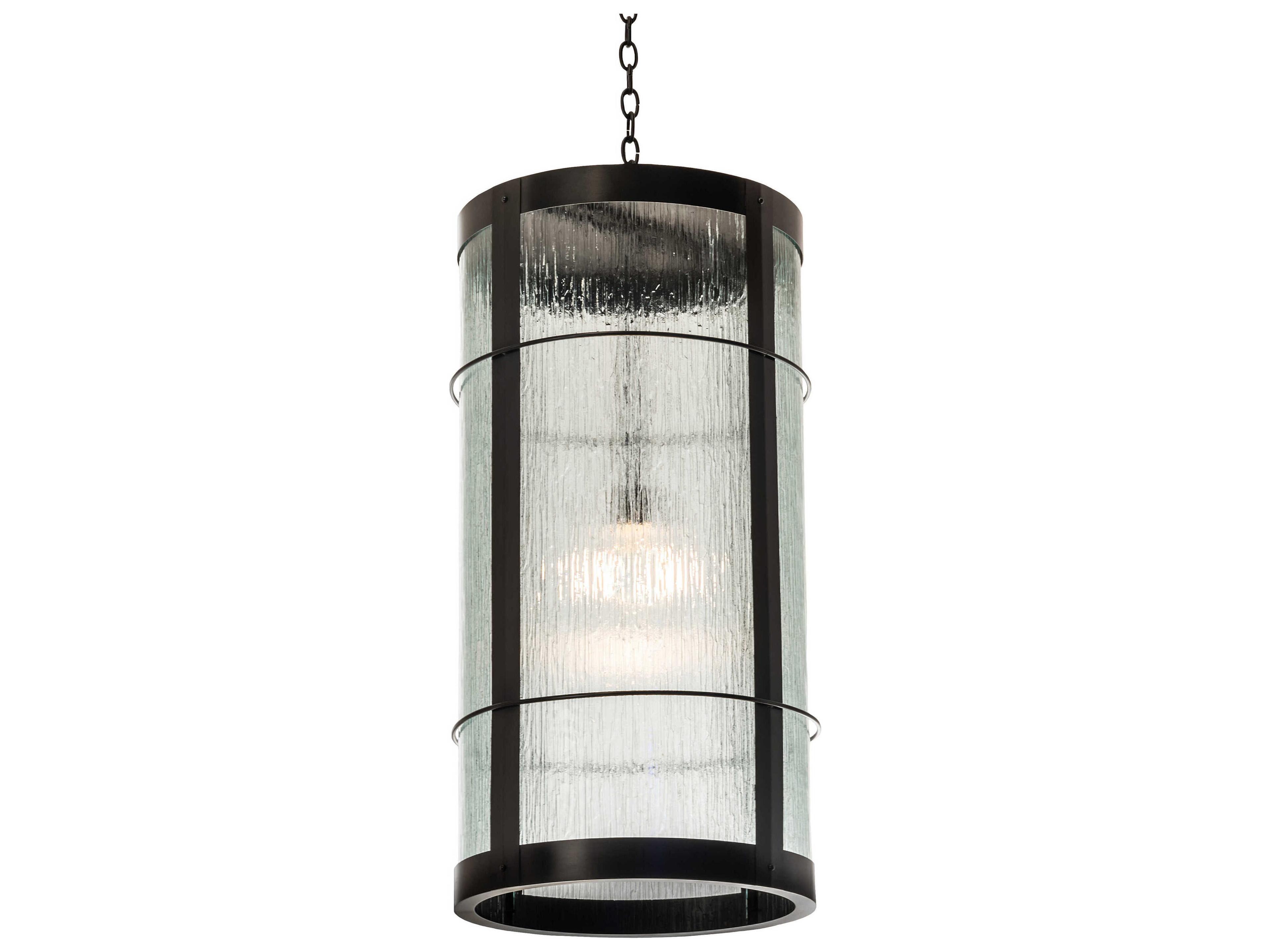 Villa 1-Light Black Glass Cylinder Pendant