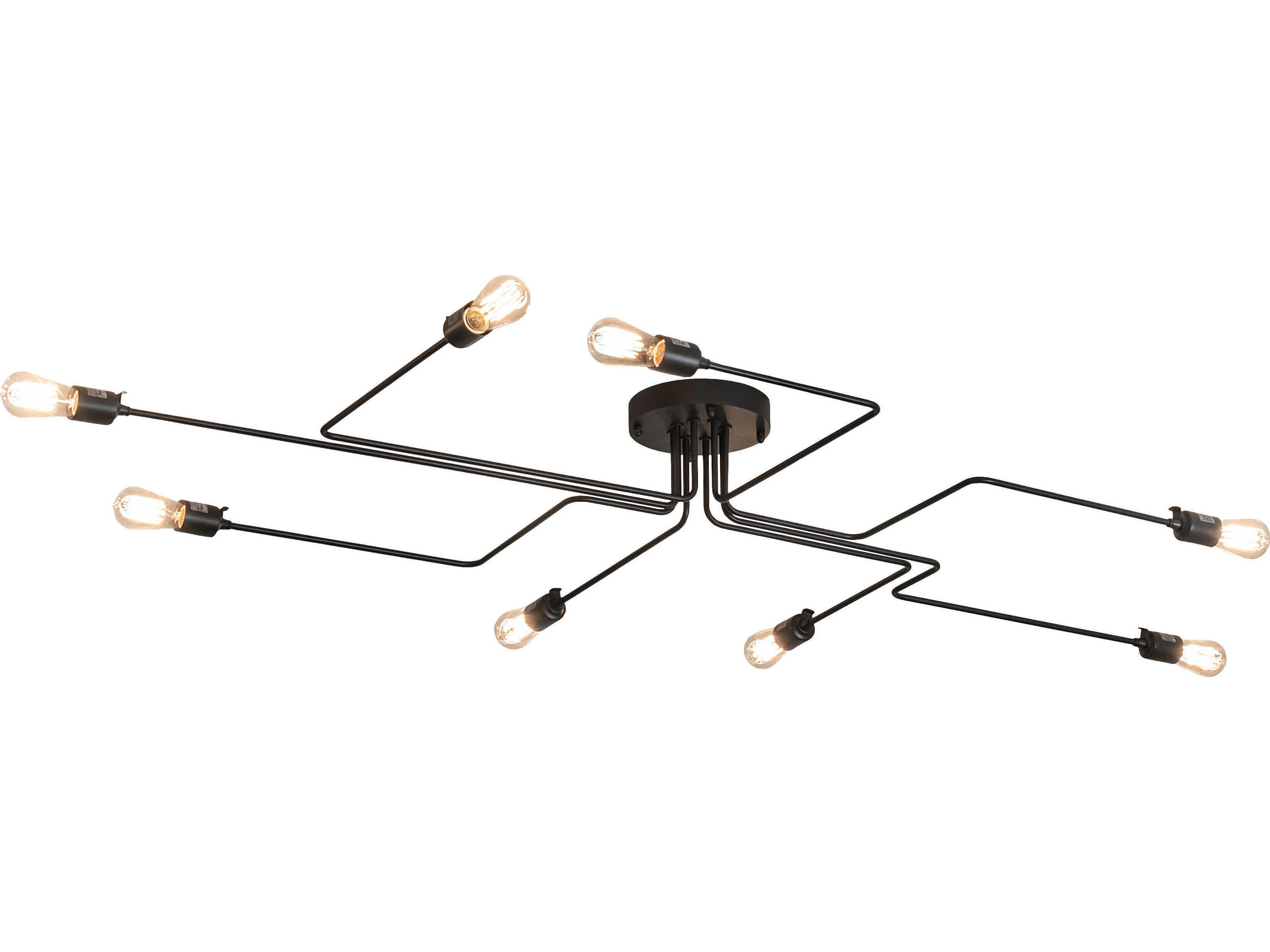 Alva 8-Light Wrought Iron Black LED Semi Flush Mount