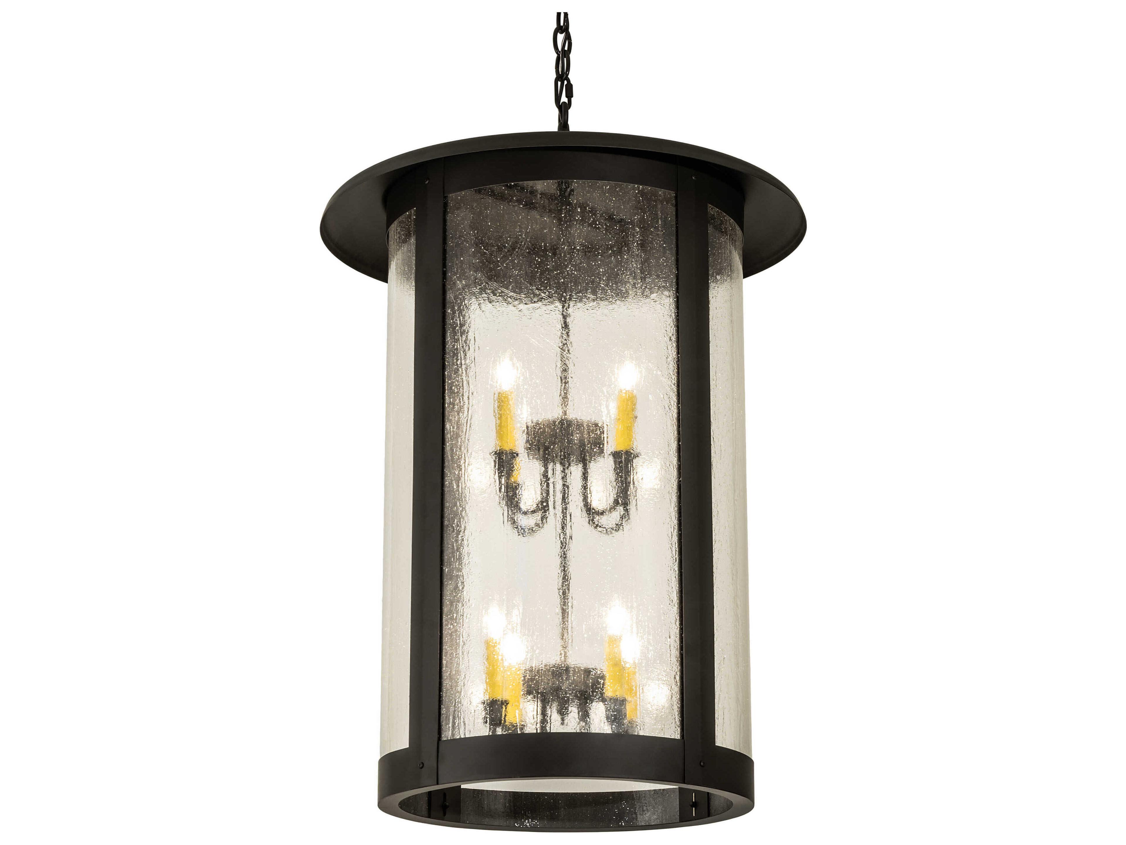 Fulton 8-Light Oil Rubbed Bronze Glass Candelabra Lantern Tiered Chandelier