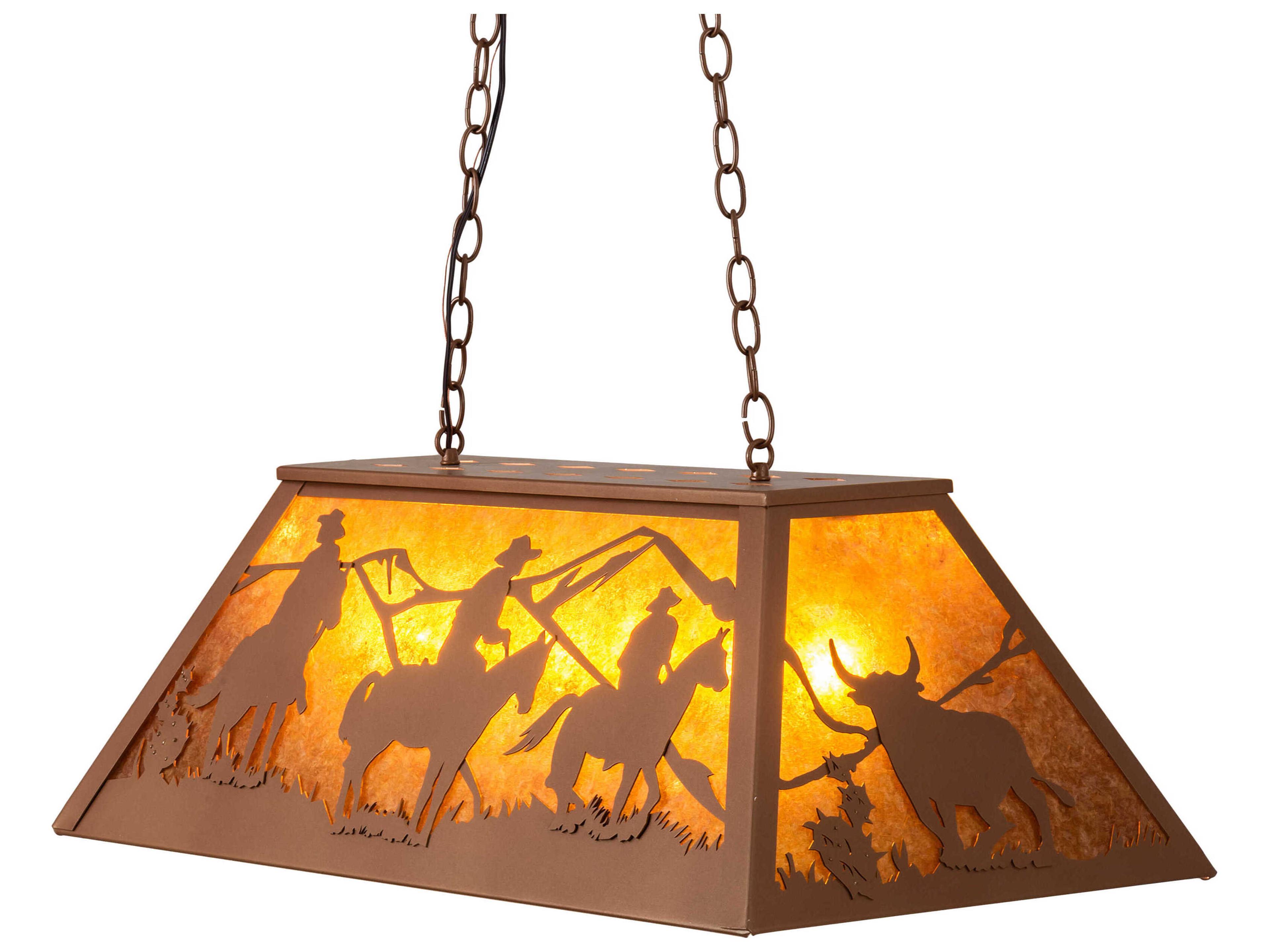 6-Light Bronze Glass Island Pendant