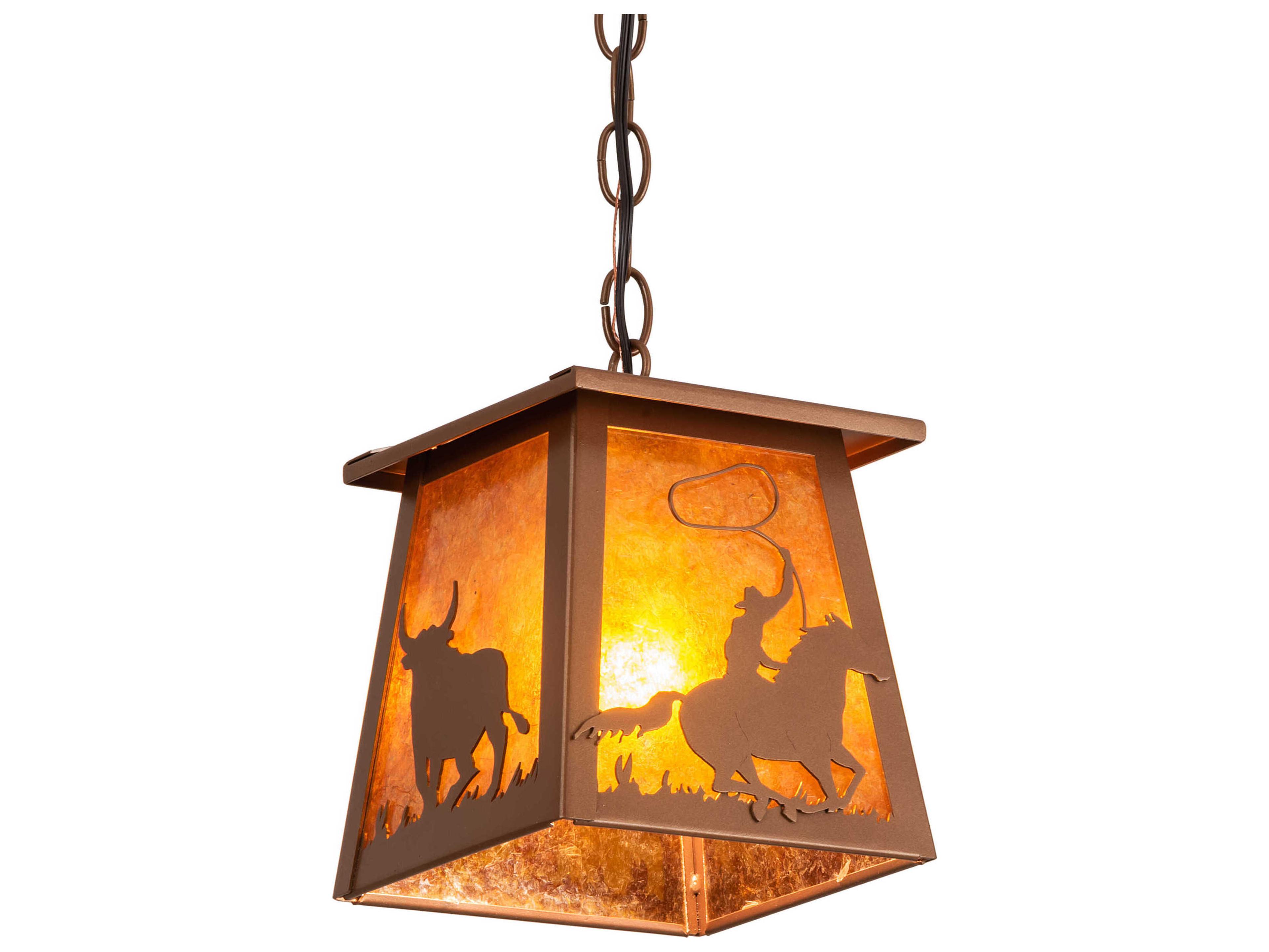 Cowboy 1-Light Bronze Glass Mini Pendant