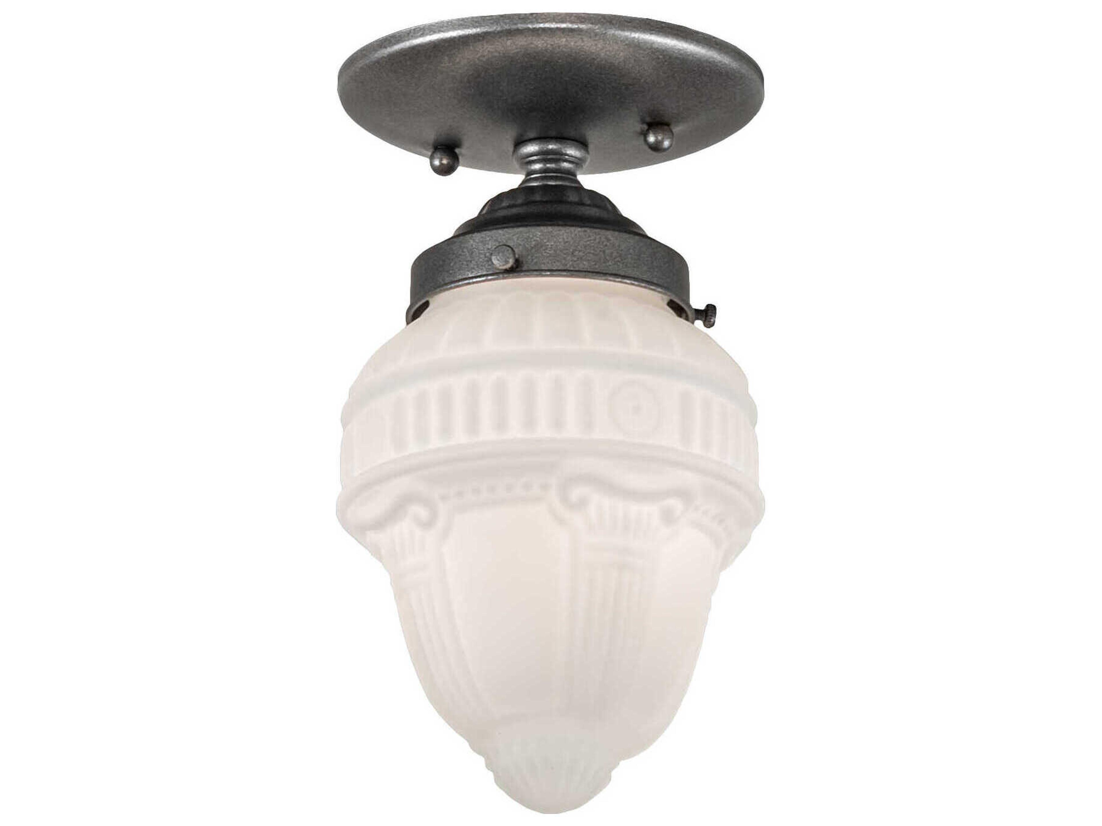 Colonnade 1-Light Pewter Glass Semi Flush Mount