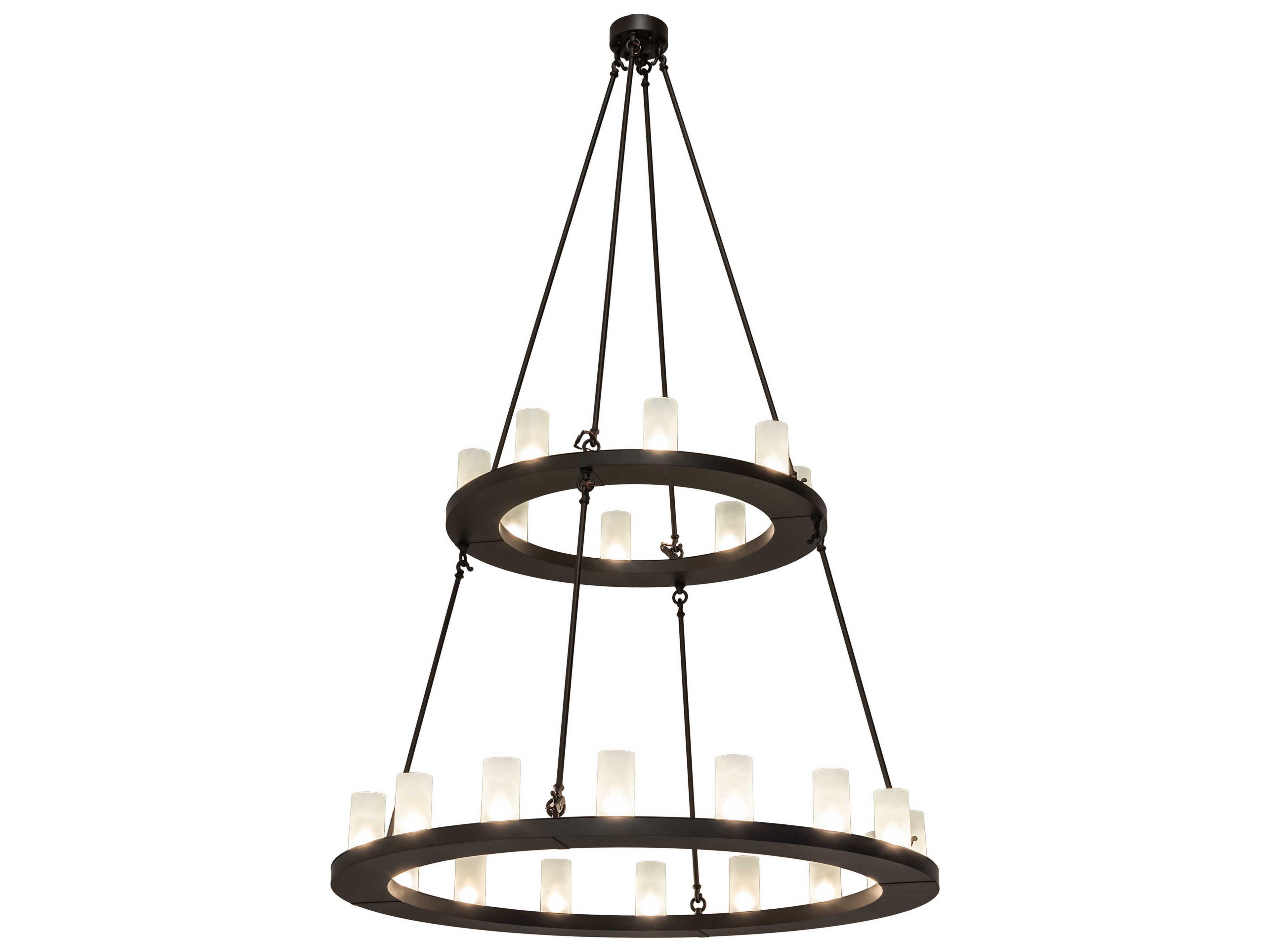 Loxley 24-Light Steel Glass Cylinder Tiered Chandelier