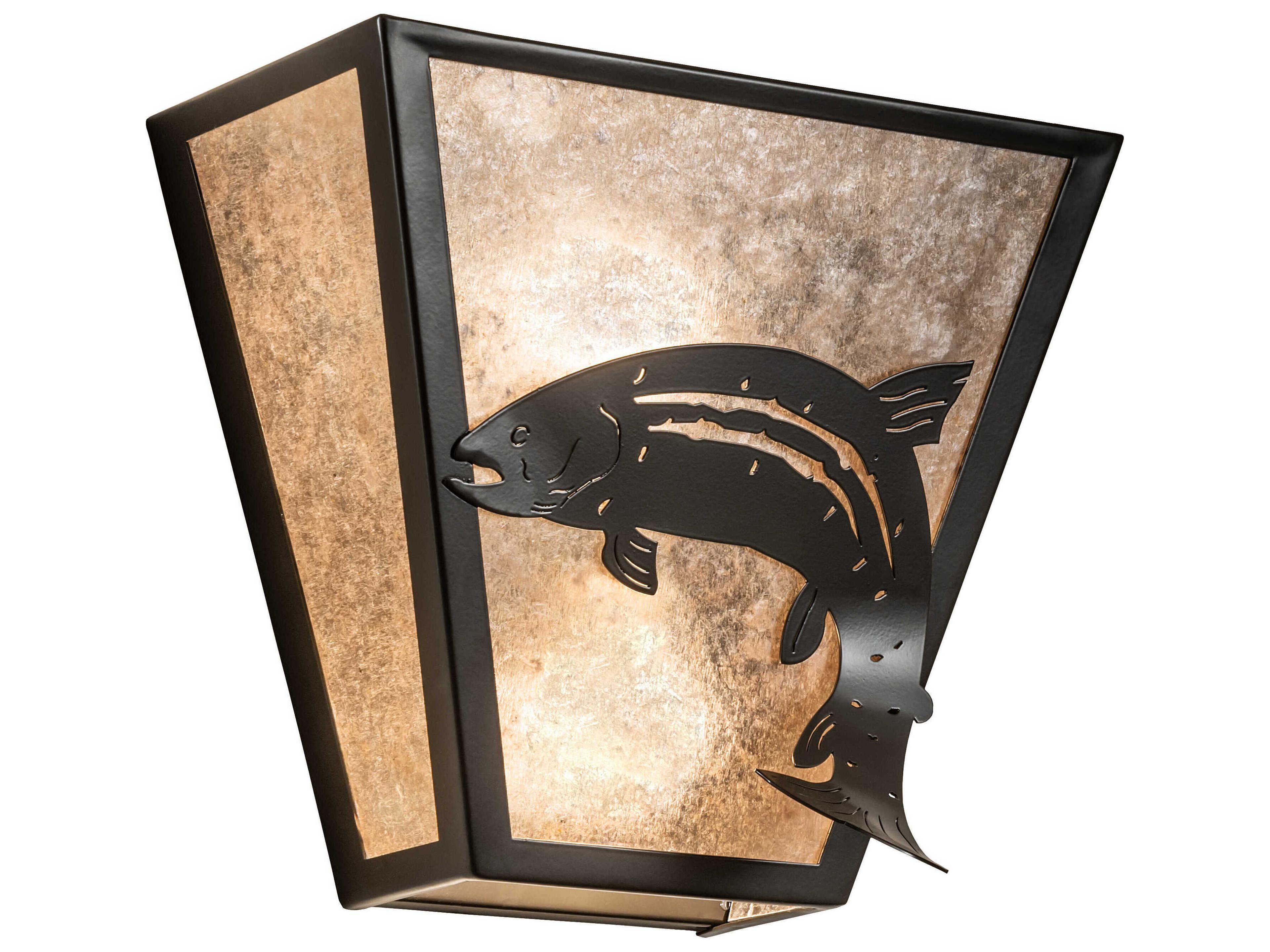 Leaping Trout 2-Light Timeless Bronze Silver Glass Wall Sconce