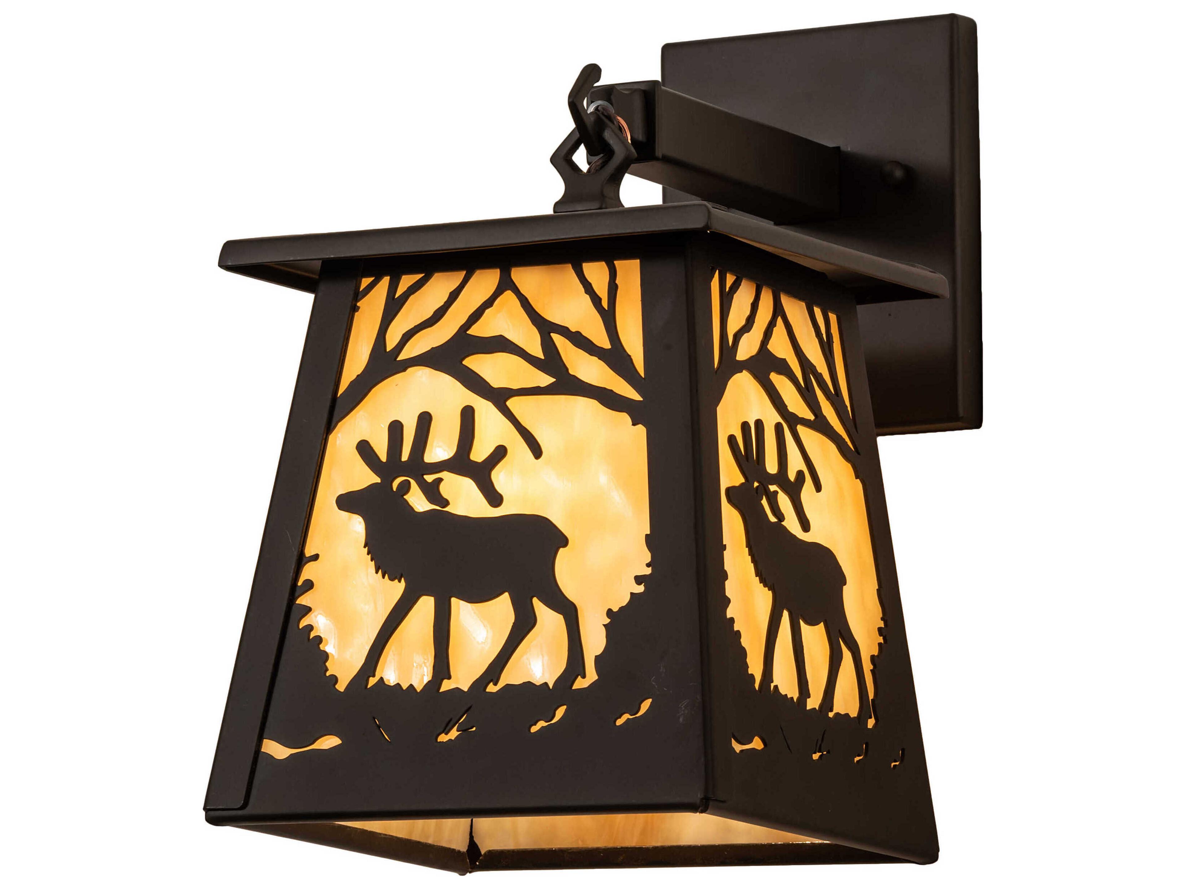 Elk At Dawn 1-Light Oil Rubbed Bronze Glass Wall Sconce