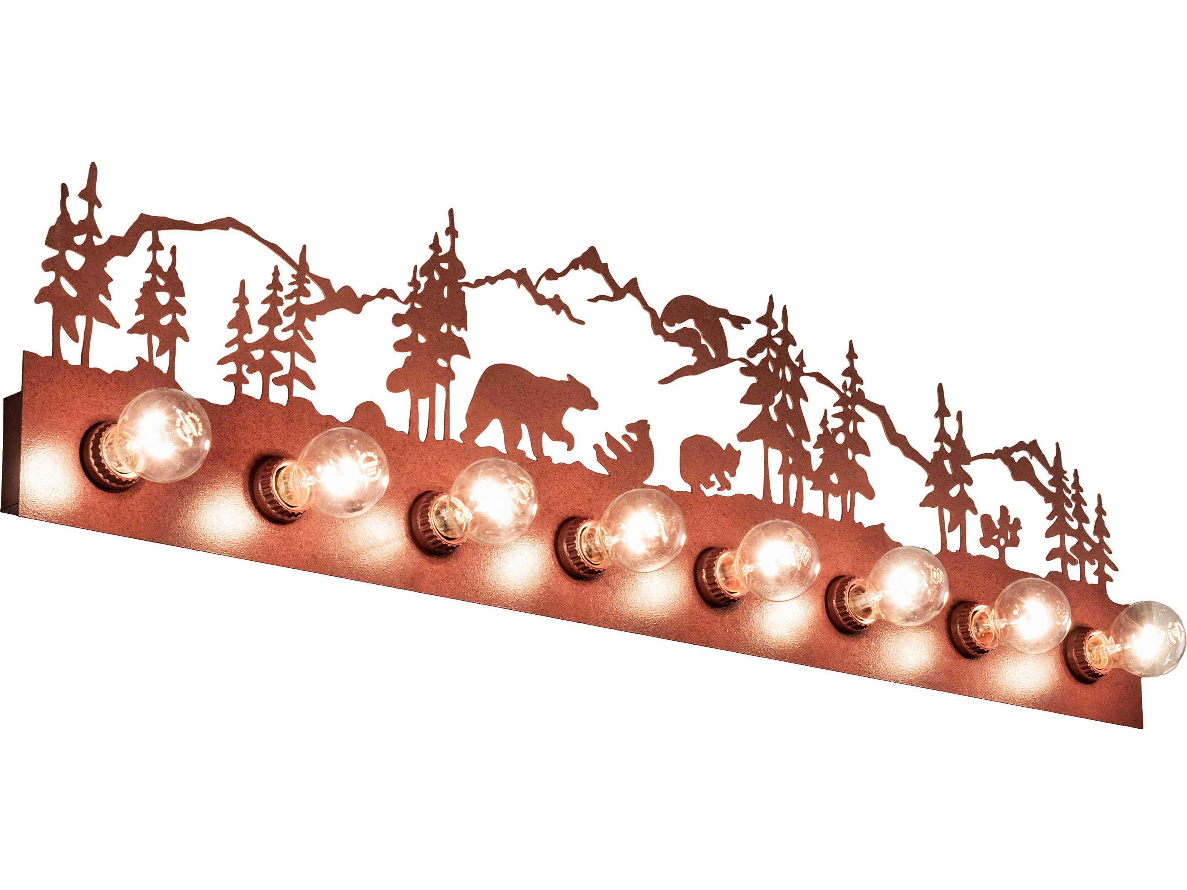 8-Light Rust Brown Vanity Light