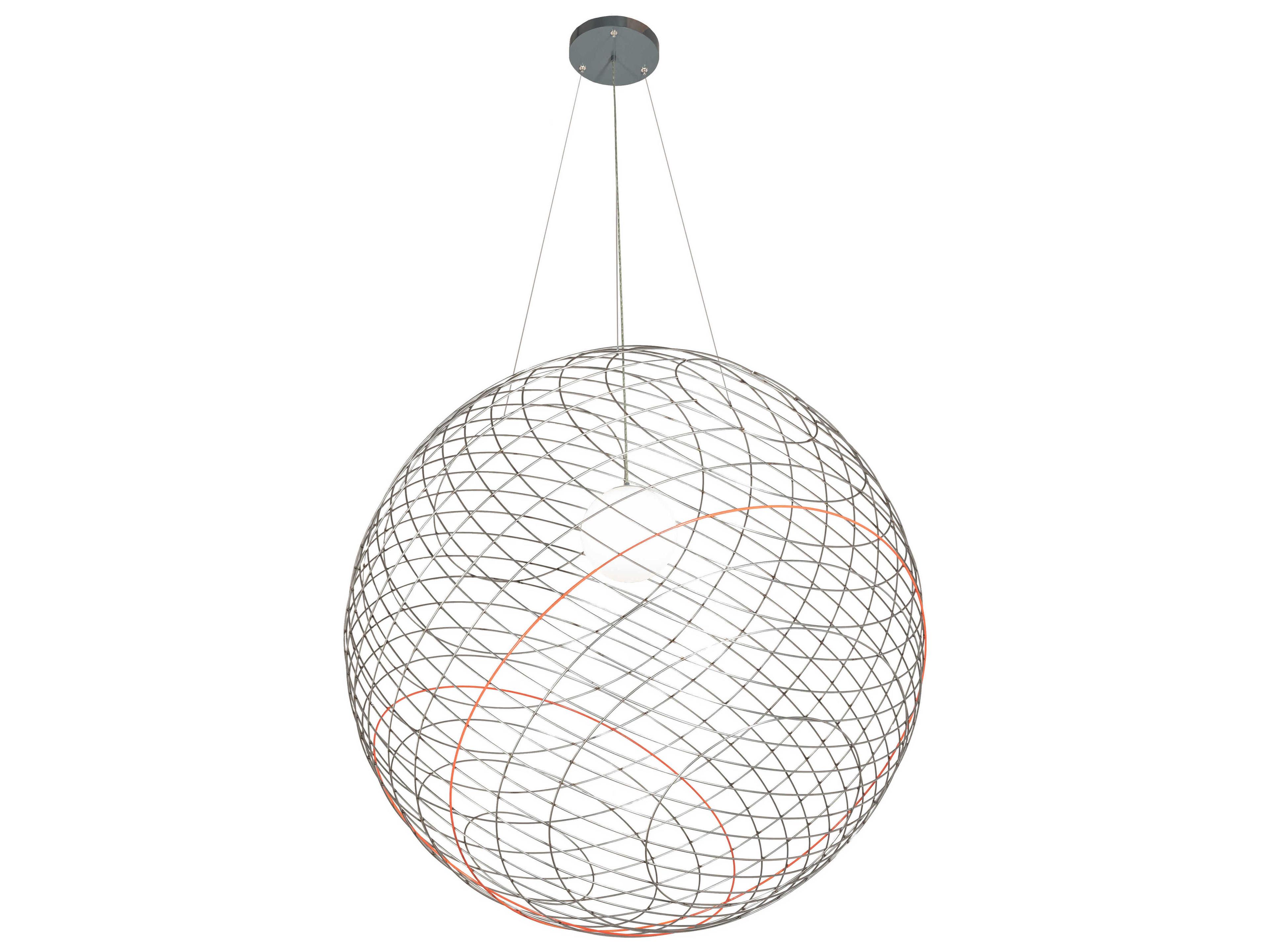 1-Light Stainless Steel LED Globe Geometric Pendant