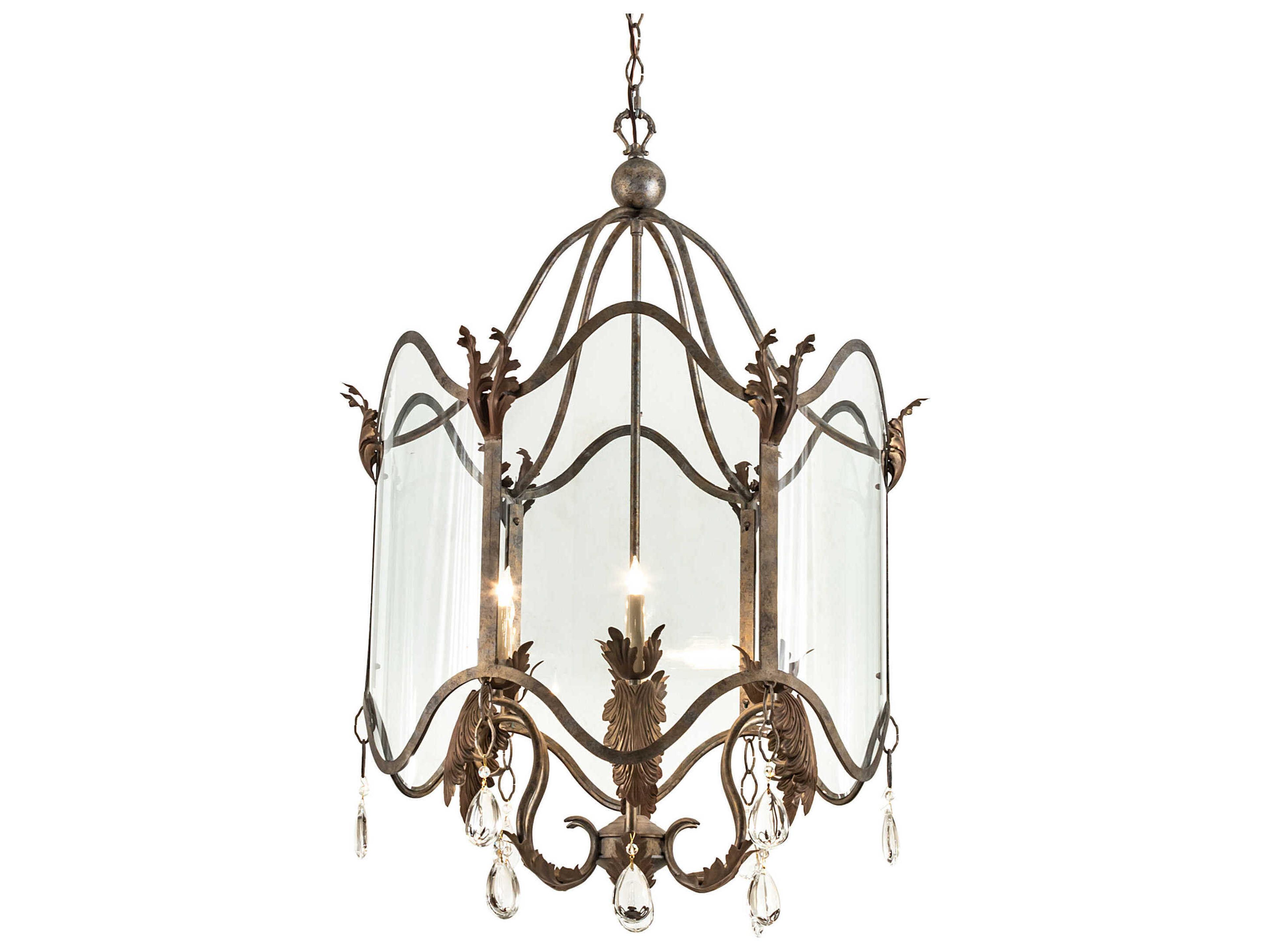 6-Light Gold Glass Chandelier