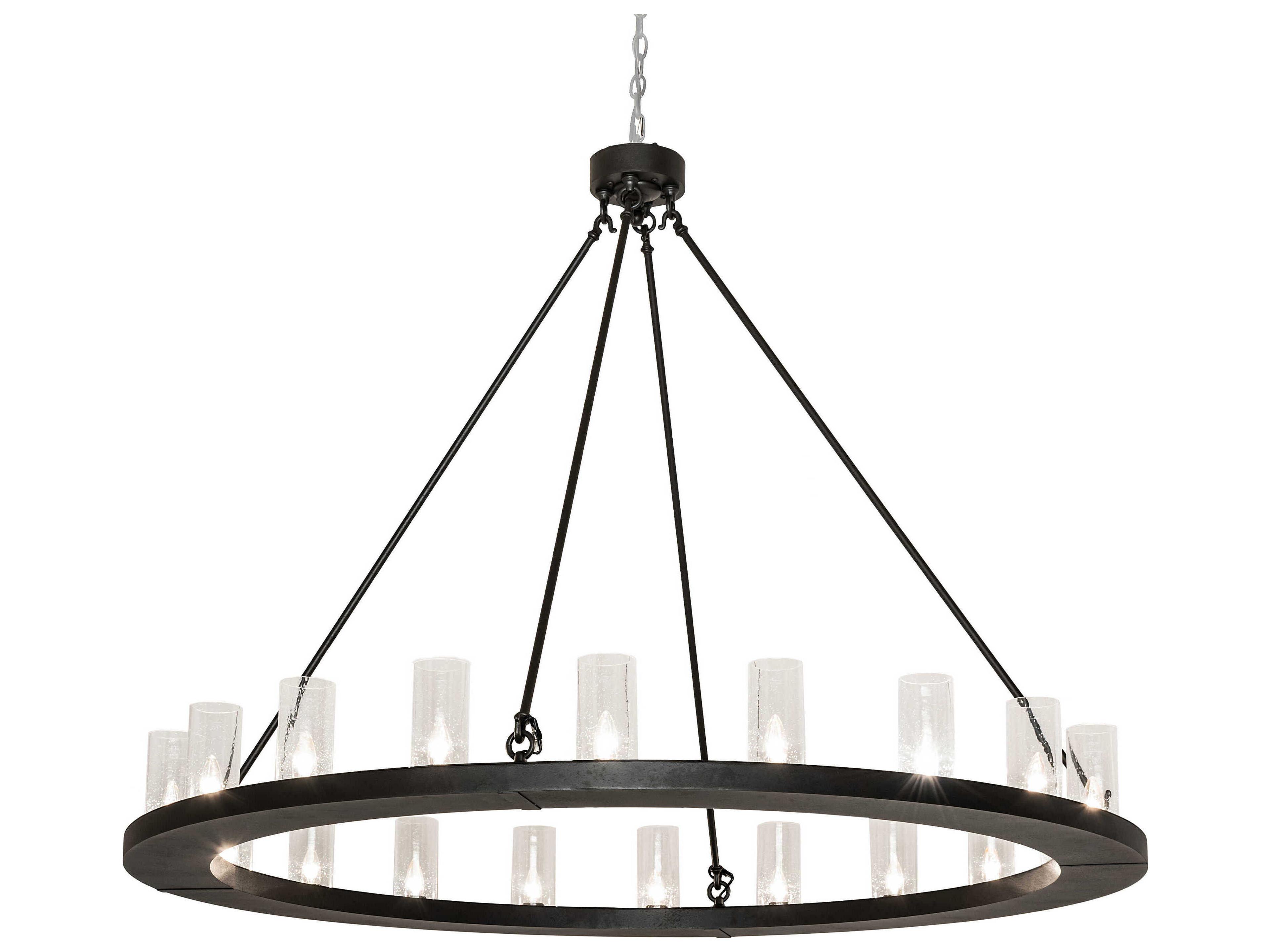 Loxley 20-Light Black Glass Cylinder Chandelier