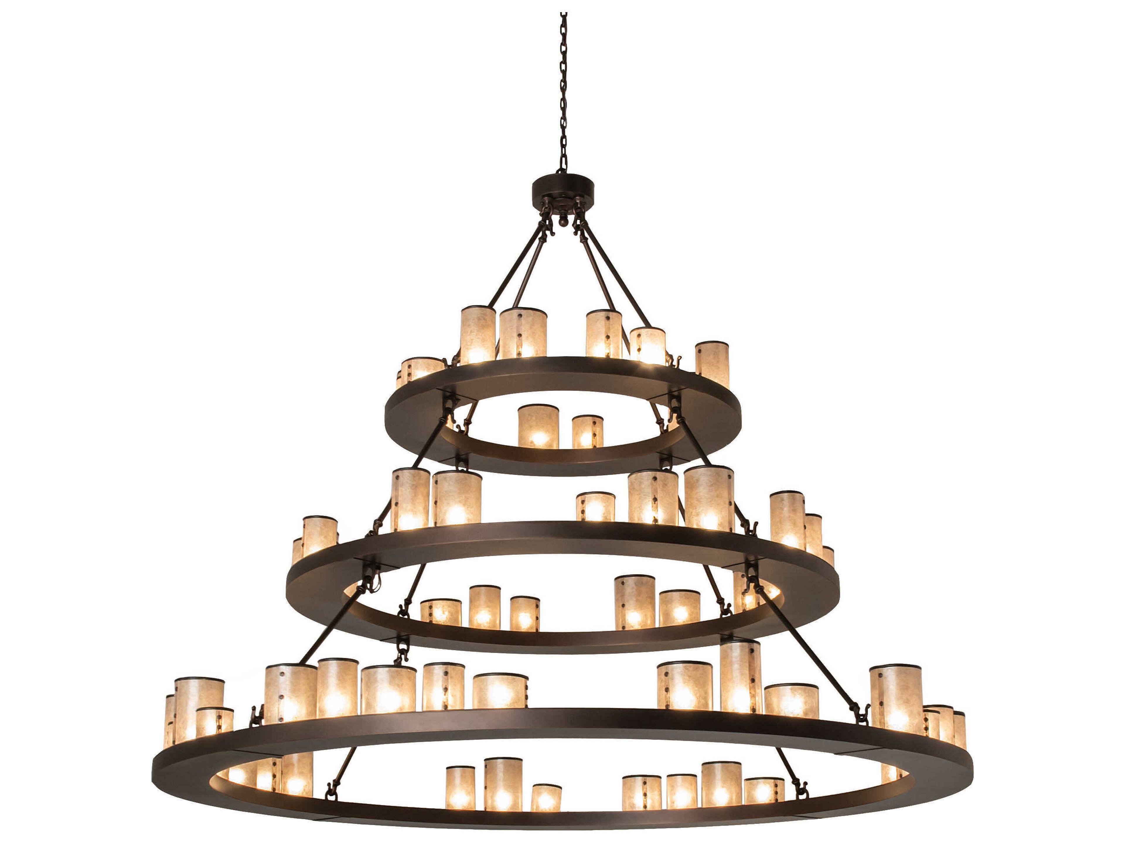 Loxley 63-Light Mahogany Bronze Glass LED Cylinder Chandelier