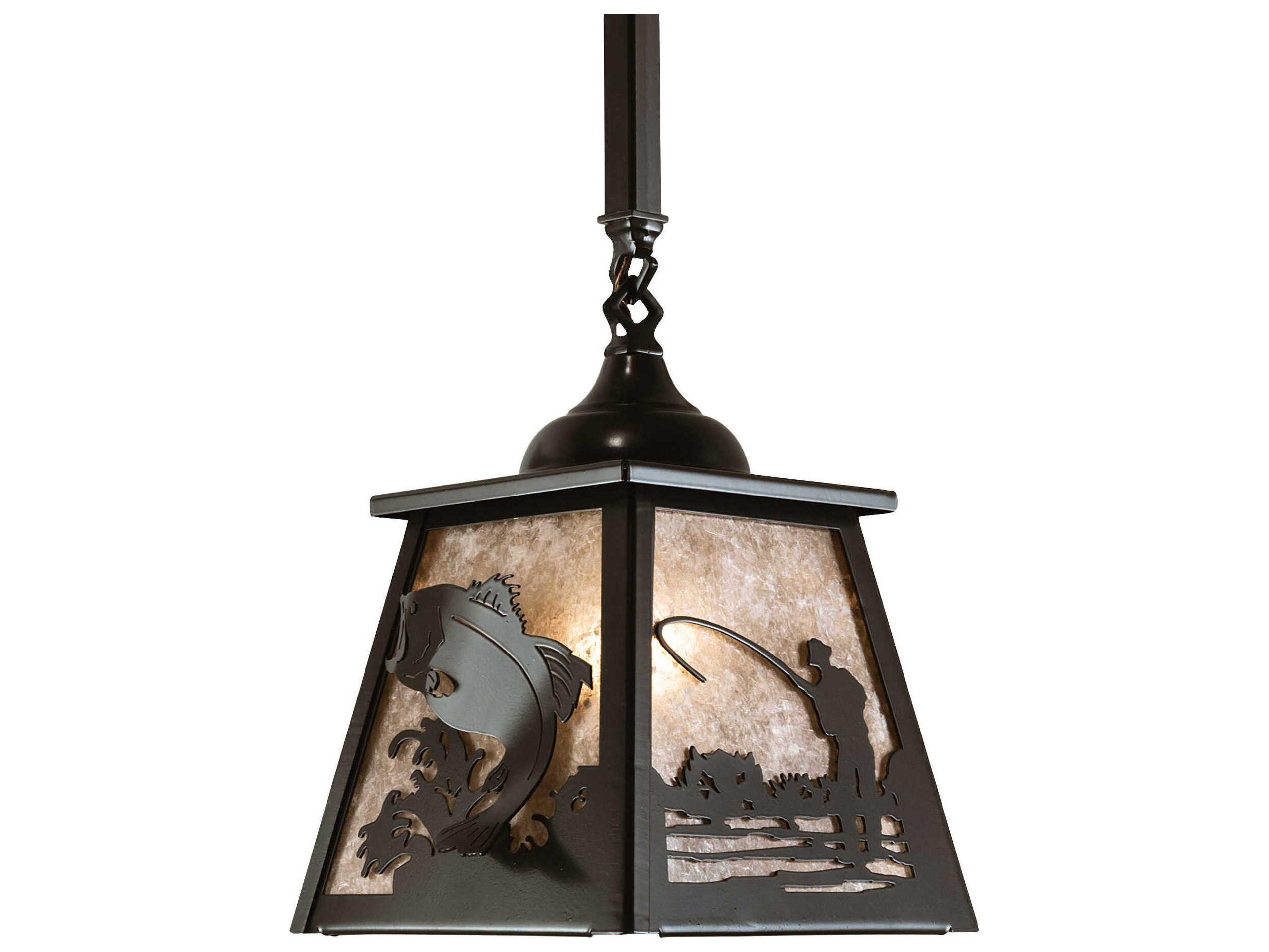 Fly Fishing 1-Light Steel Glass Mini Pendant