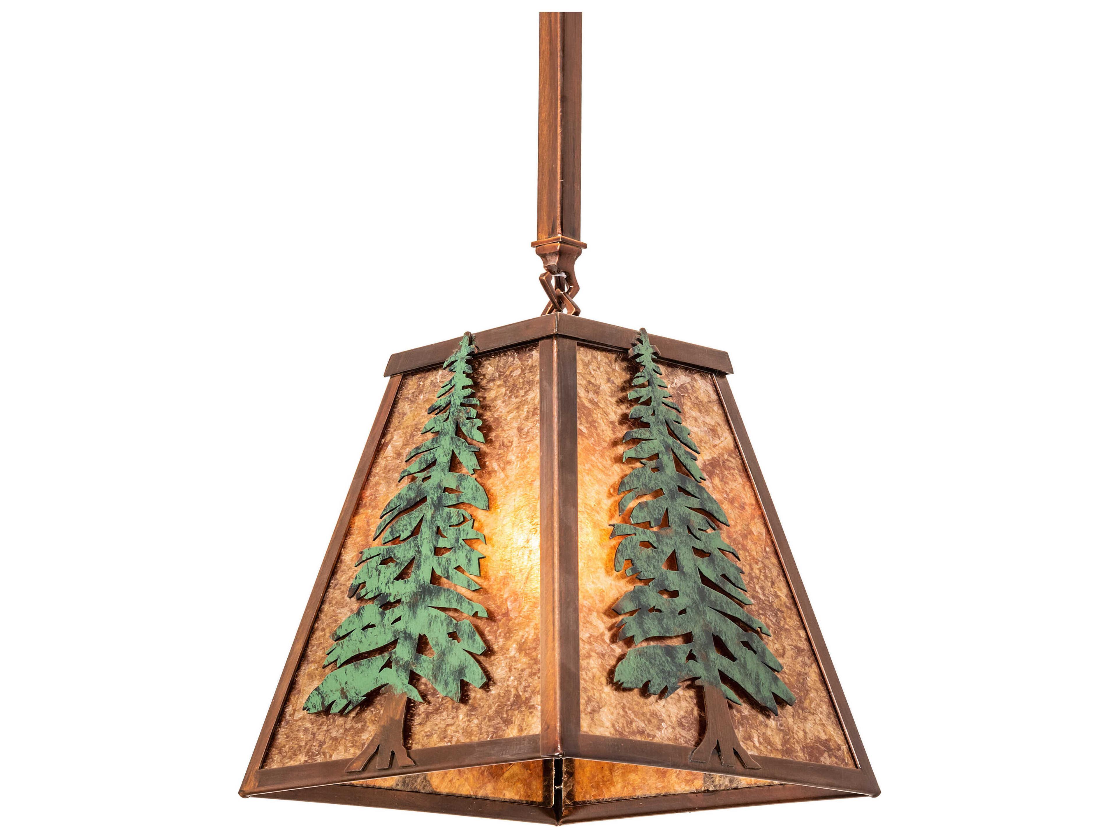 Tall Pines 1-Light Vintage Copper Glass Pendant