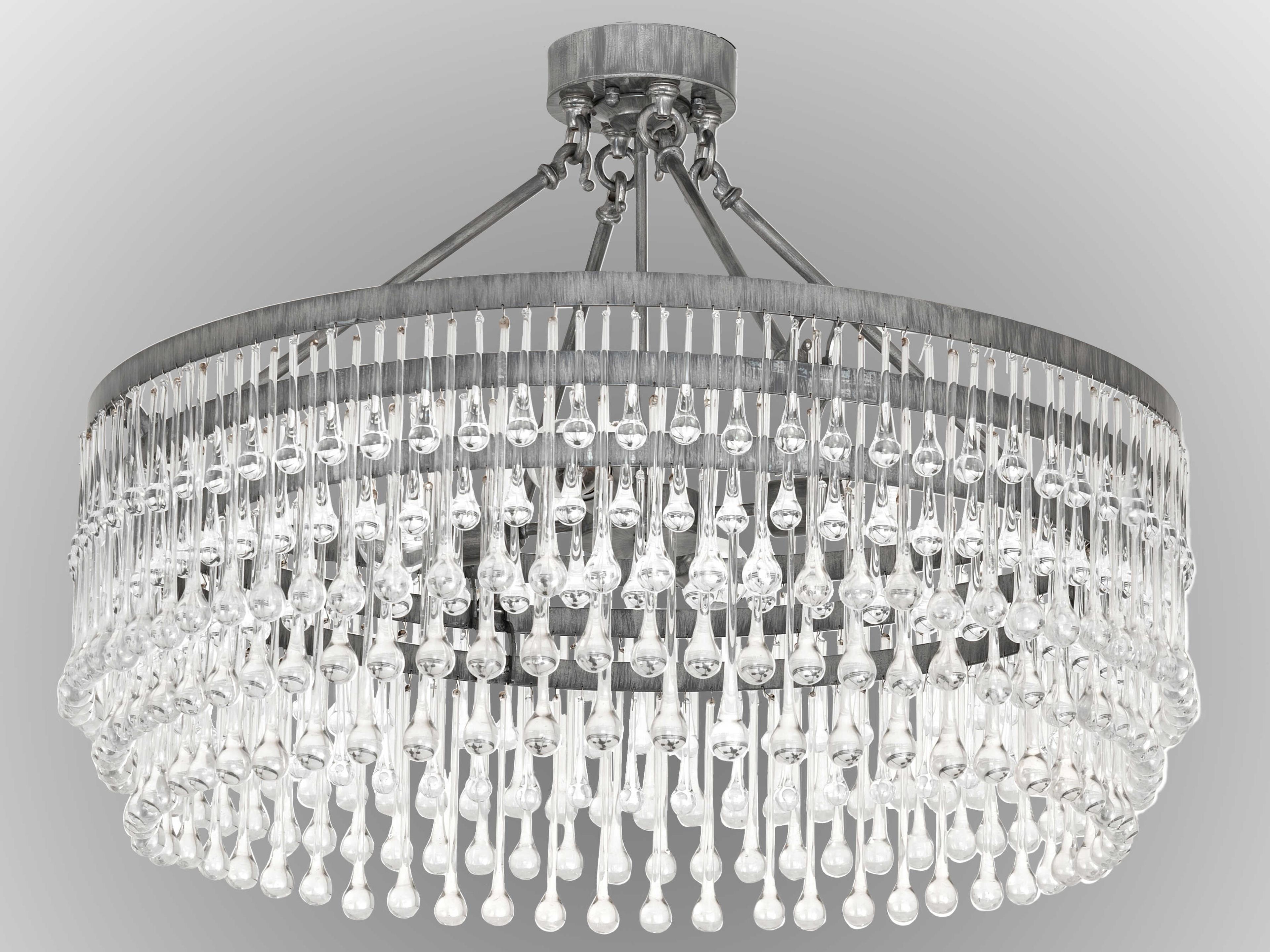 Meyda 4-Light Silver Glass Round Semi Flush Mount
