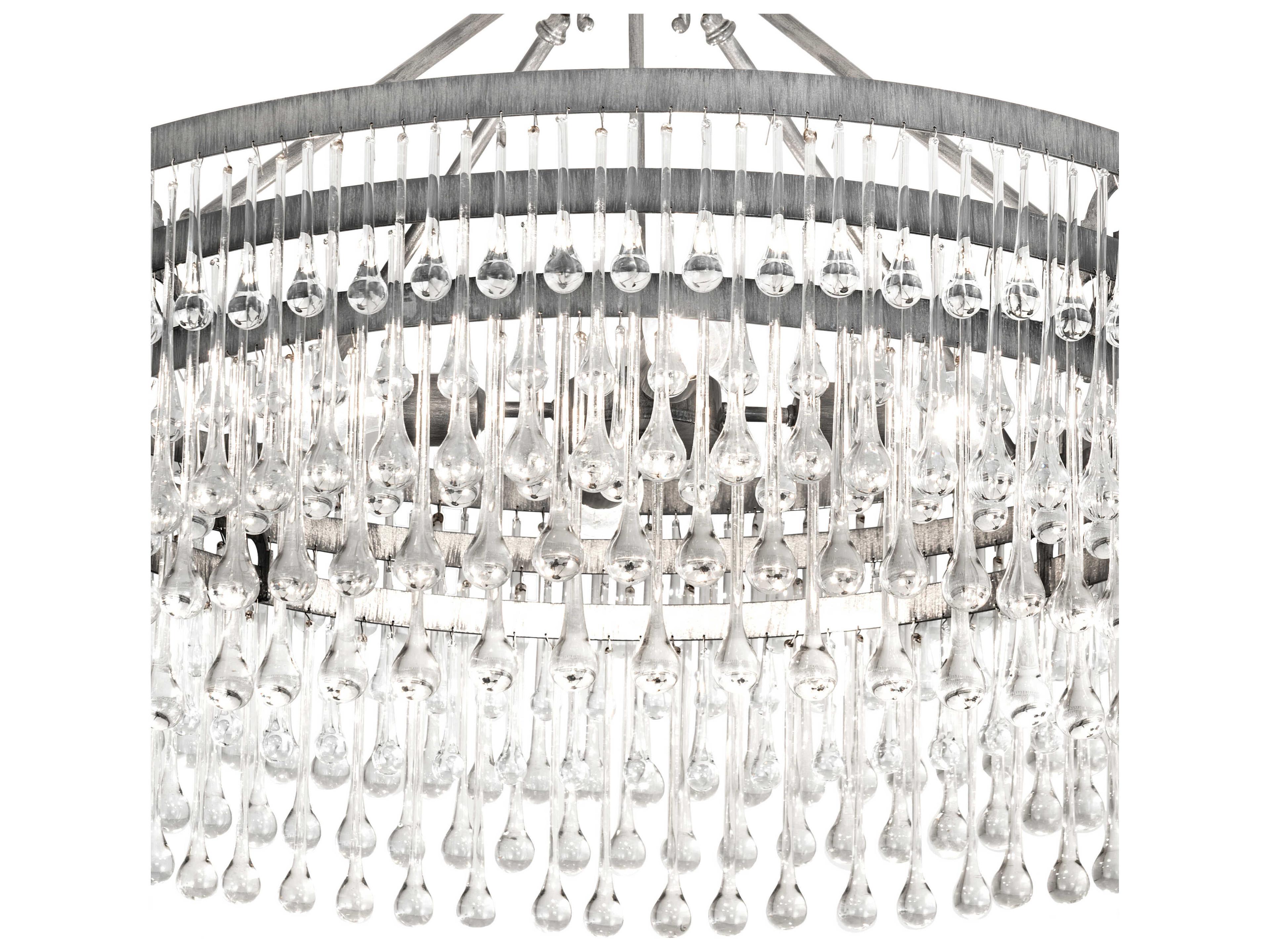 Meyda 4-Light Silver Glass Round Semi Flush Mount