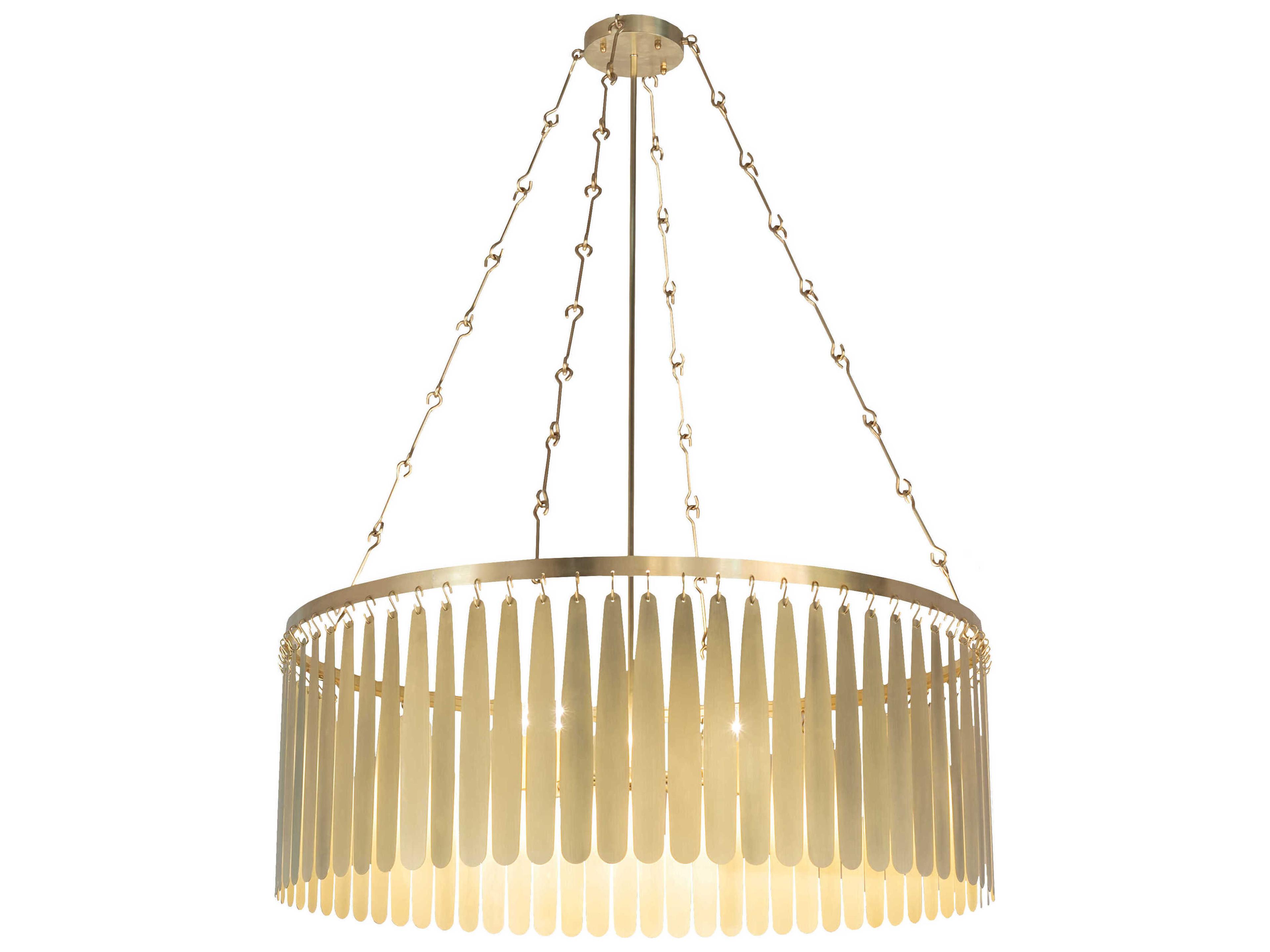 8-Light Natural Brass Round Chandelier