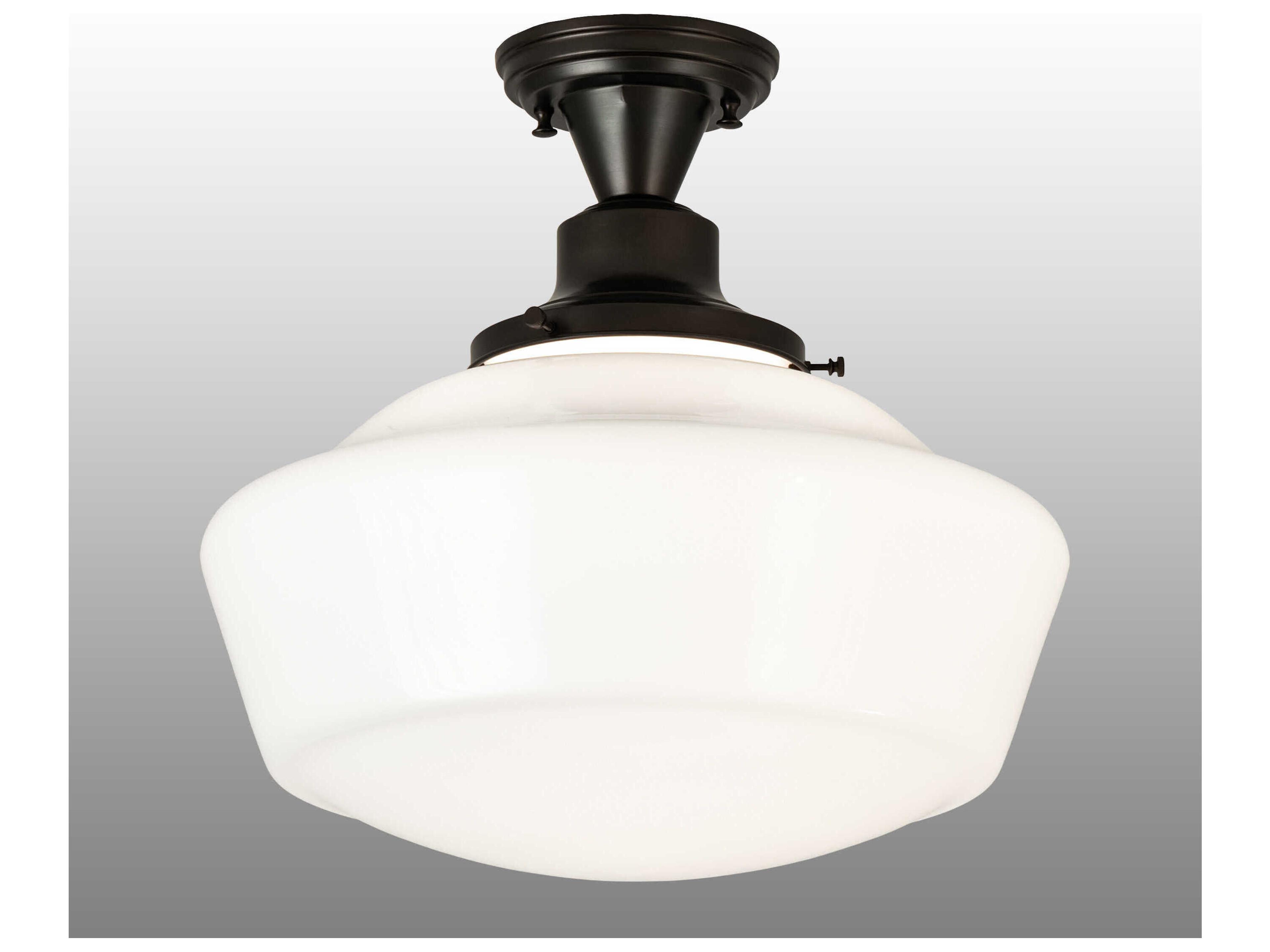 Revival Schoolhouse 1-Light Black Glass Semi Flush Mount