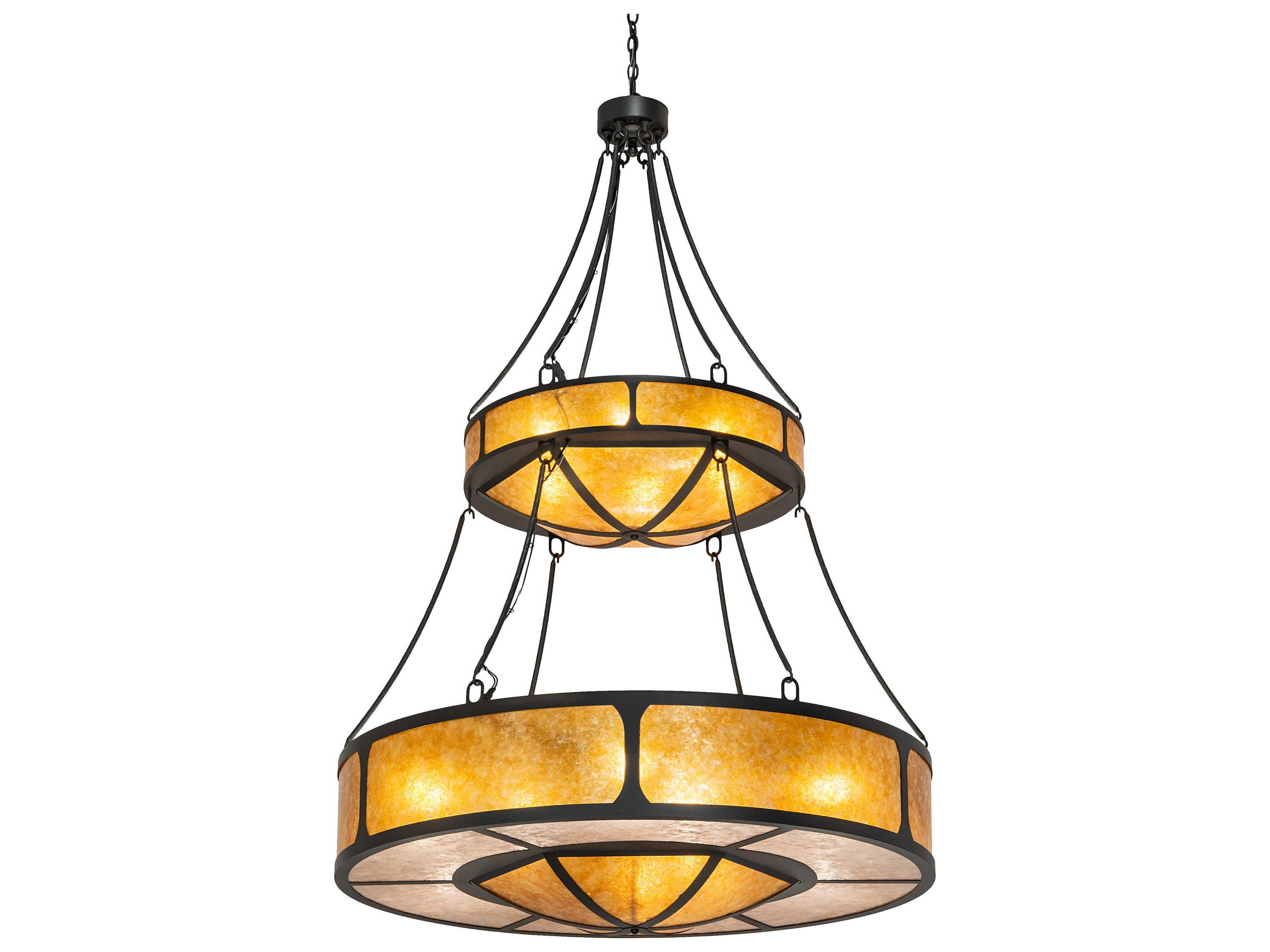 Meyda 15-Light Wrought Iron Black Glass Tiered Pendant