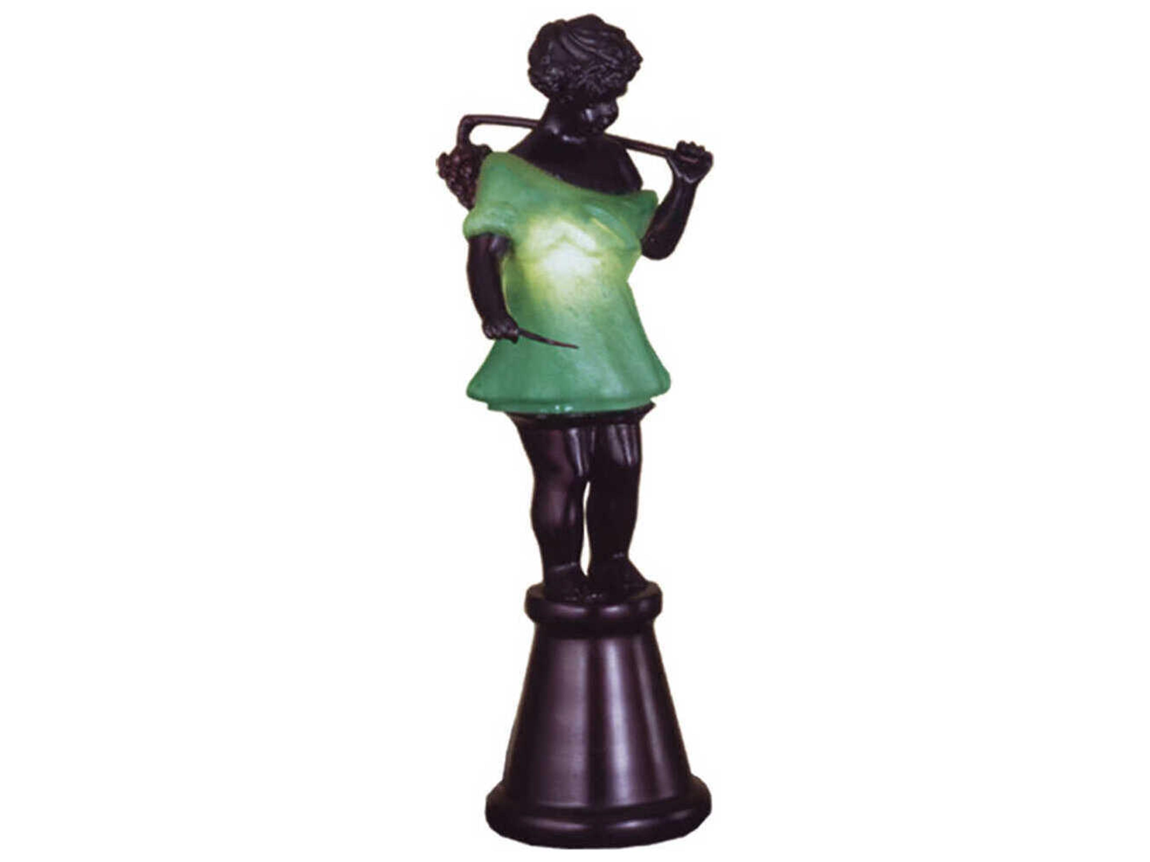 Silhouette Bacchus Boy Green Glass Table Lamp
