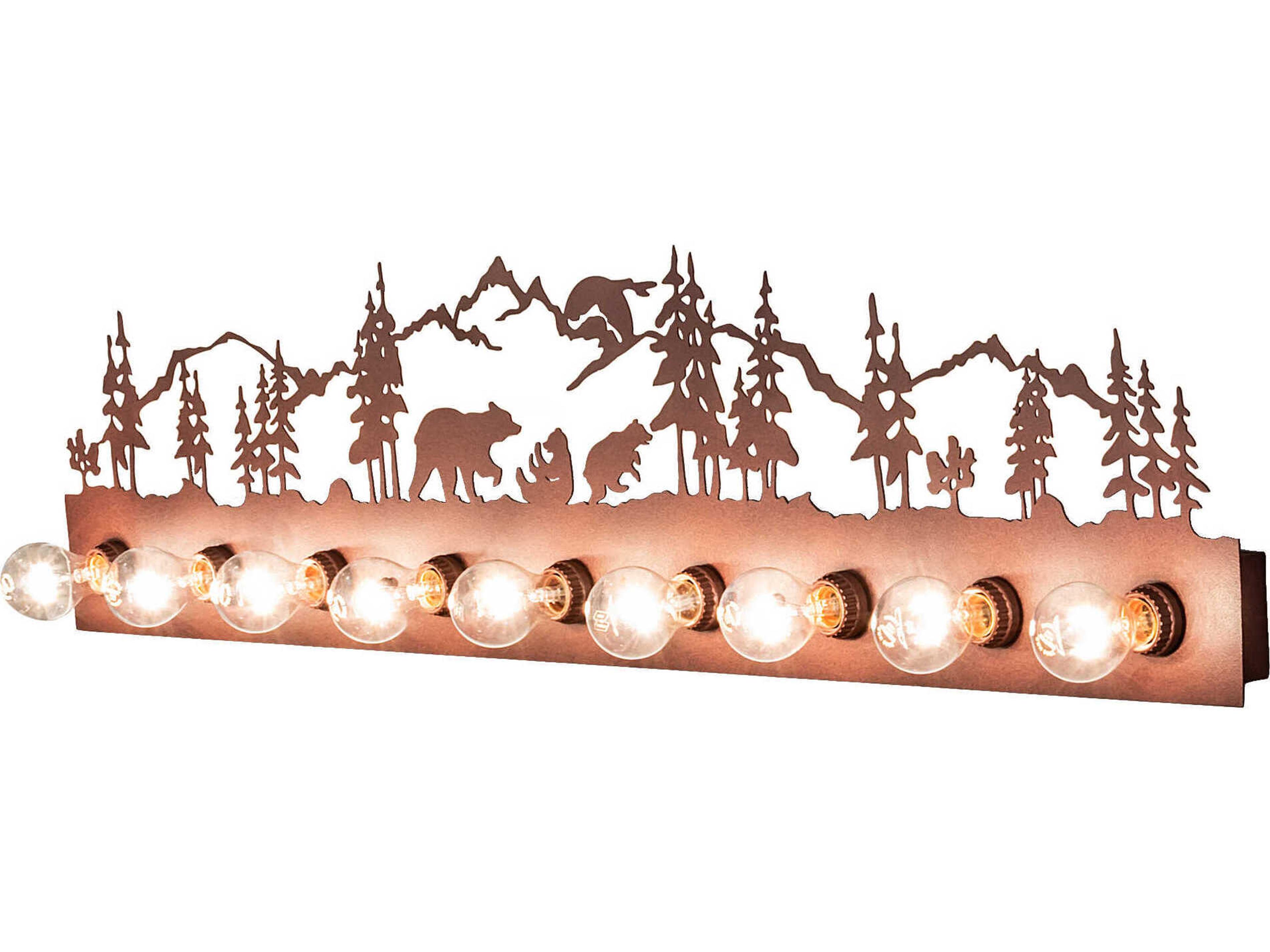 9-Light Rust Brown Vanity Light