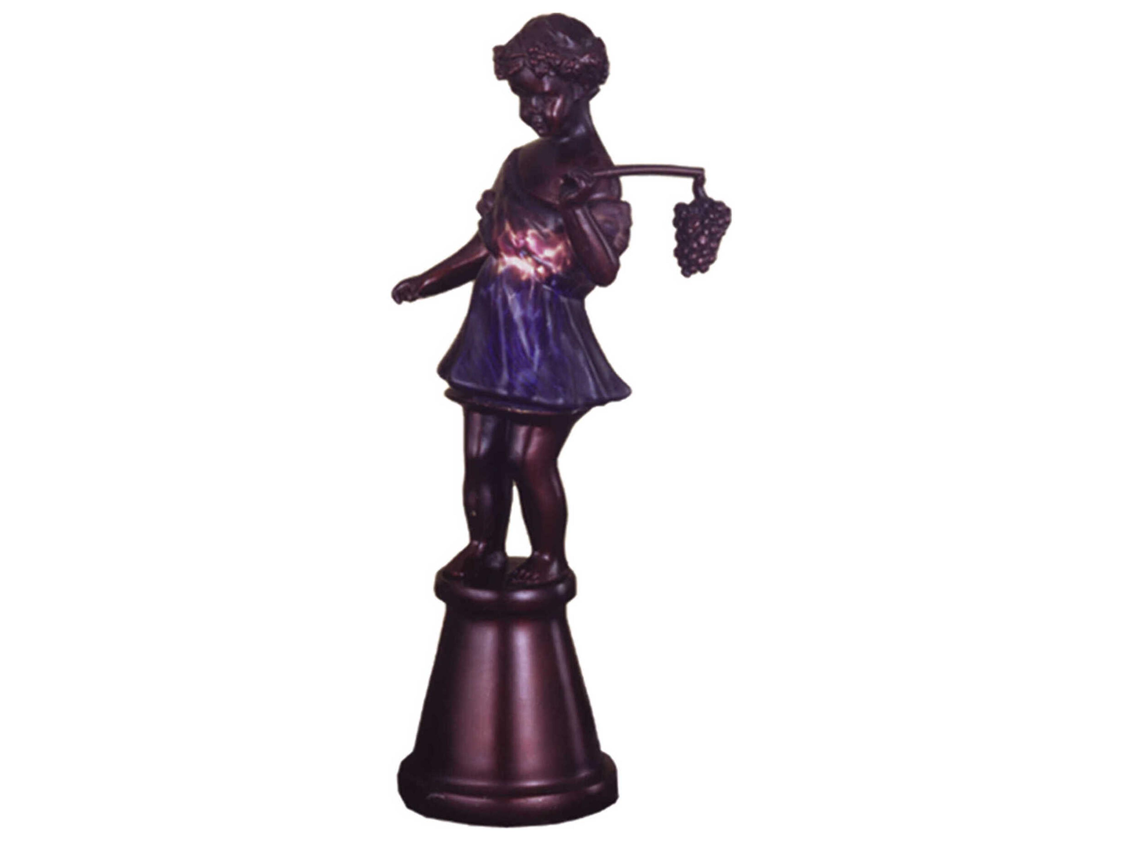 Silhouette Bacchus Boy Blue Glass Table Lamp