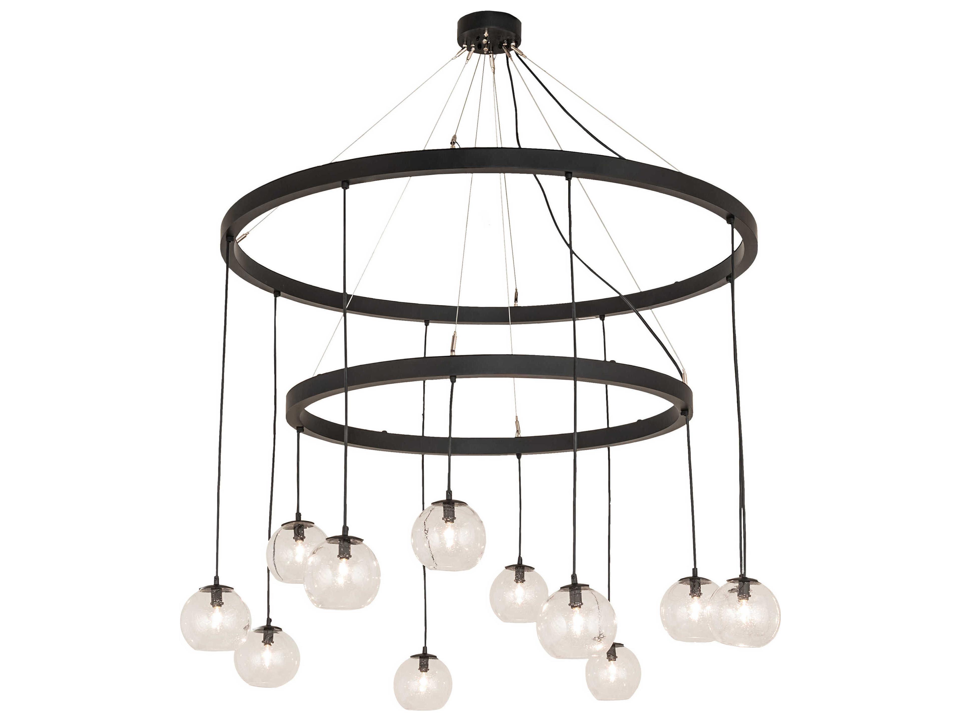 Bola 12-Light Black Glass Globe Chandelier