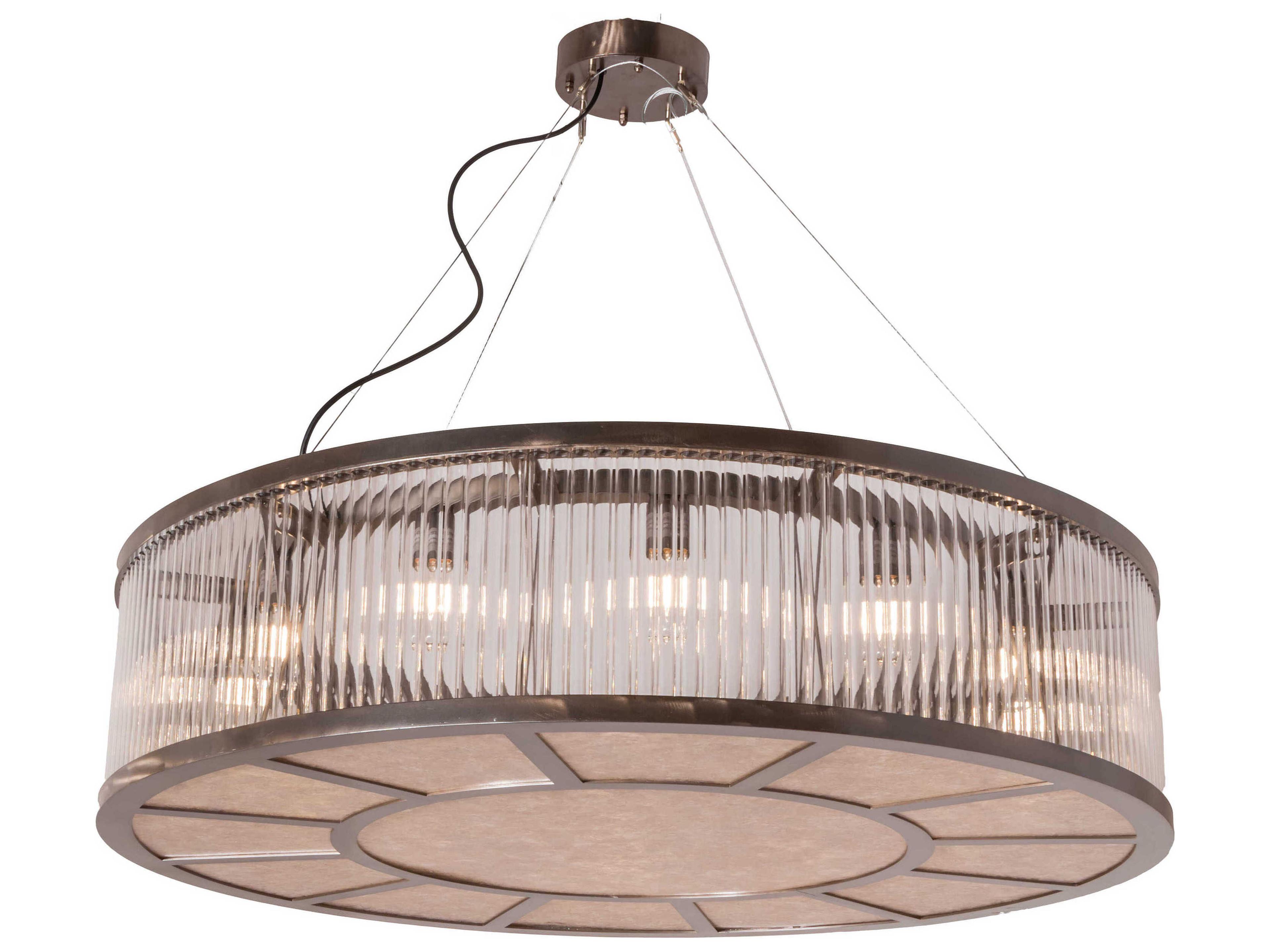 Marquee 12-Light Black Glass Drum Pendant