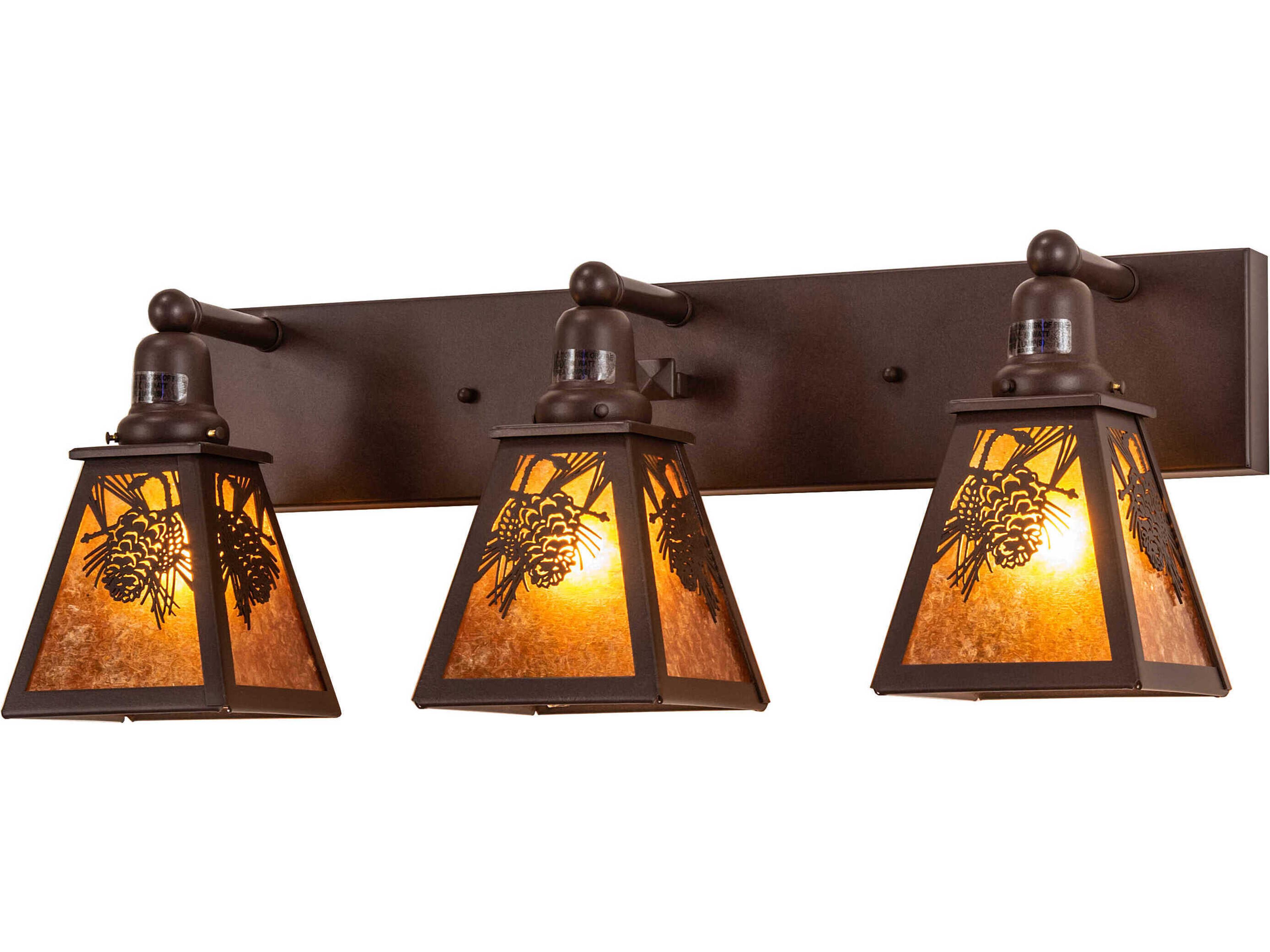 Winter Pine 3-Light Black Glass Vanity Light