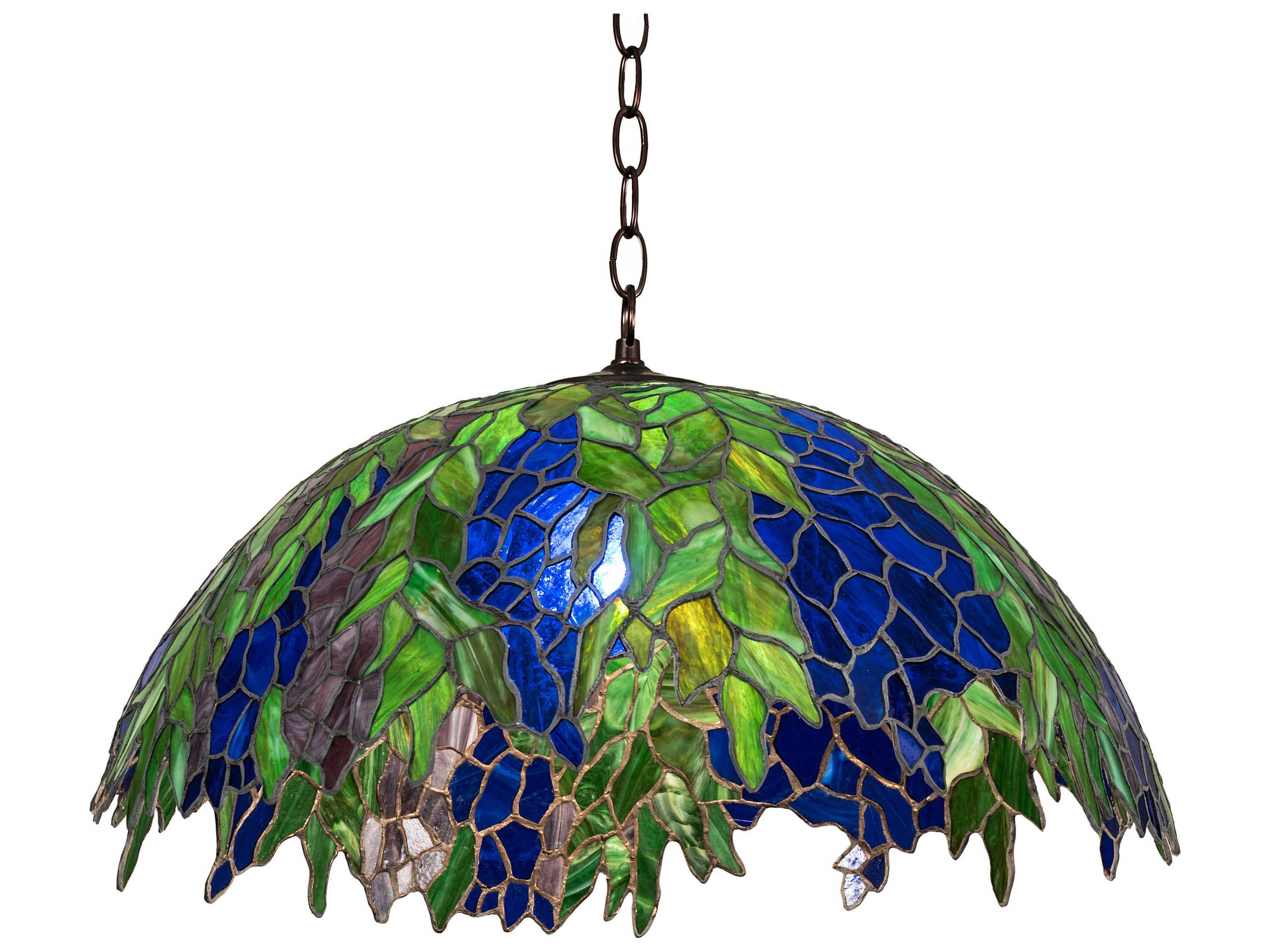 Tiffany Honey Locust 1-Light Steel Glass Dome Round Pendant