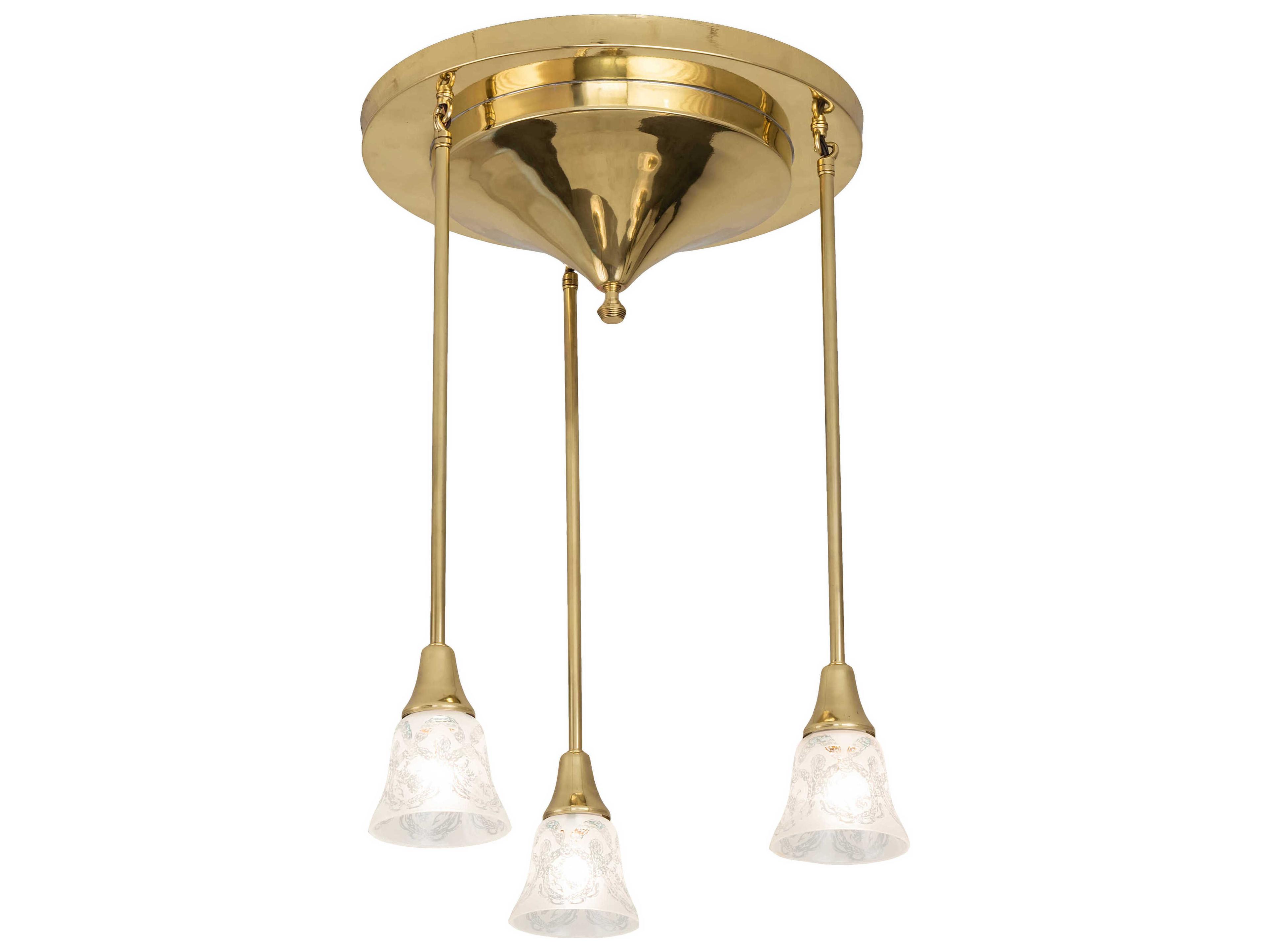 Revival 3-Light Gold Glass Bell Pendant