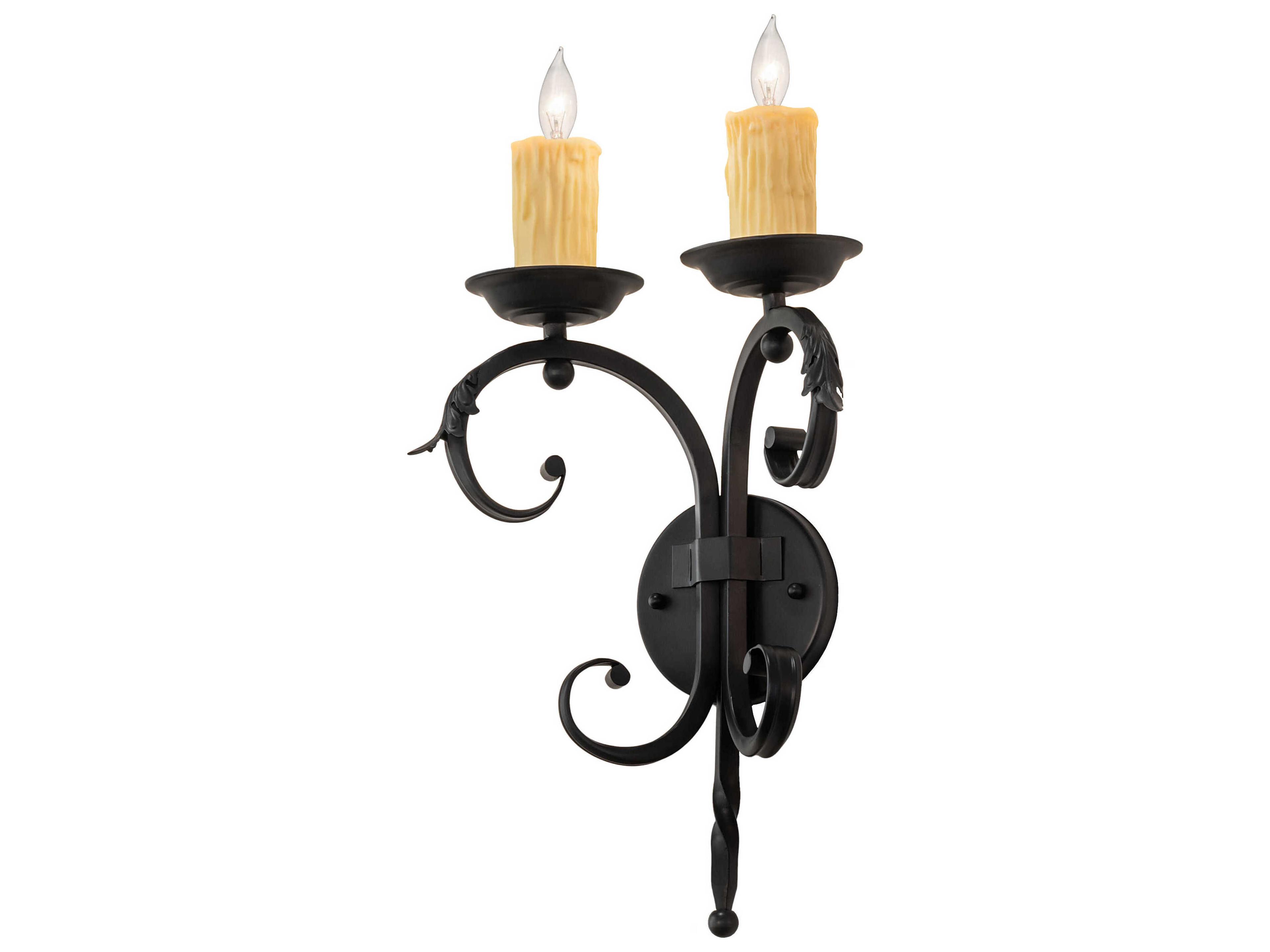 Andorra 2-Light Black Wall Sconce