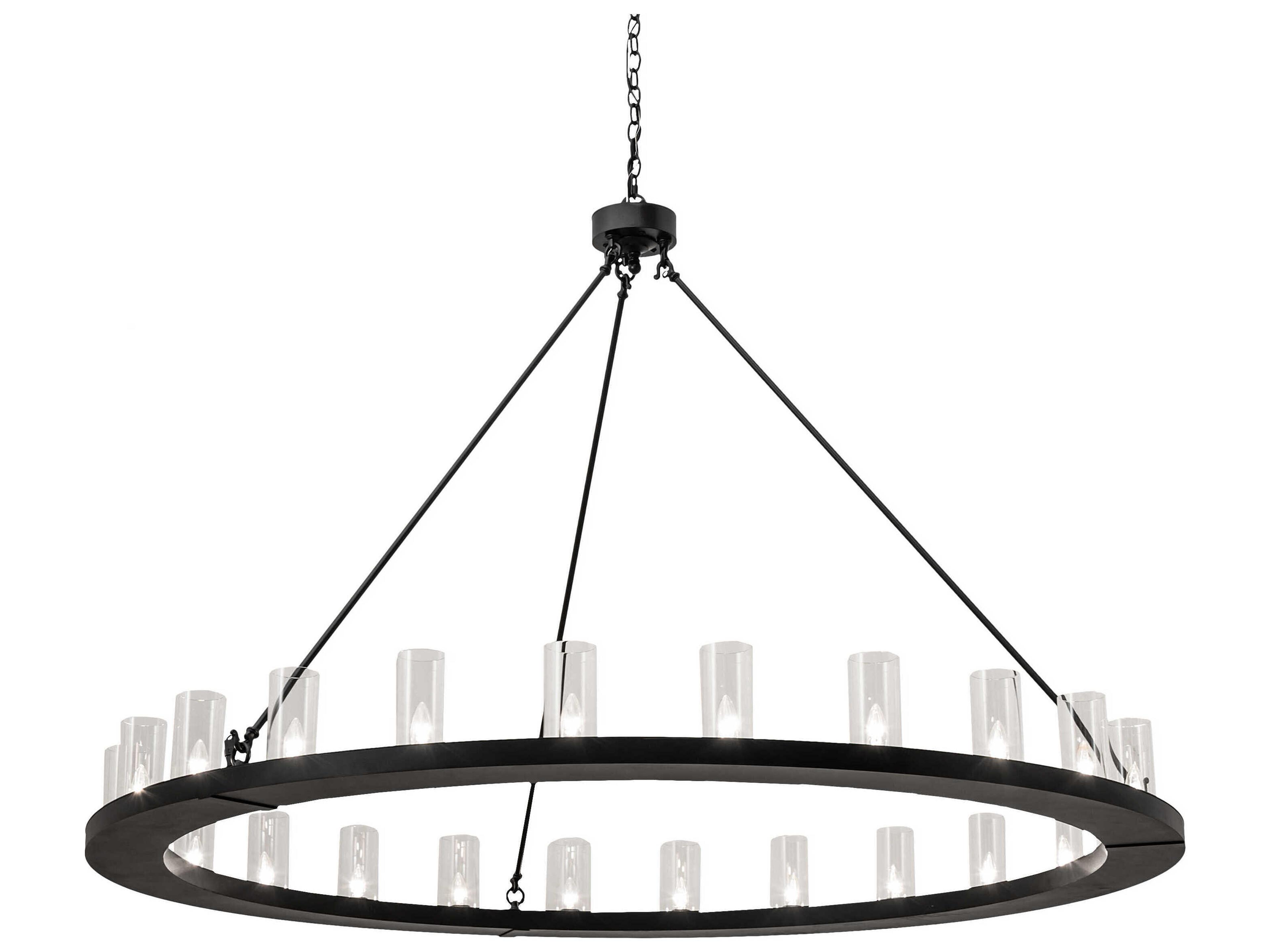 Loxley 24-Light Black Glass Cylinder Chandelier